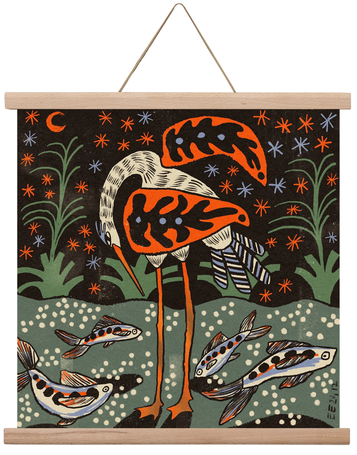 Magic waterbird, 40x40 cm (40x40 cm), Tölgy akasztó