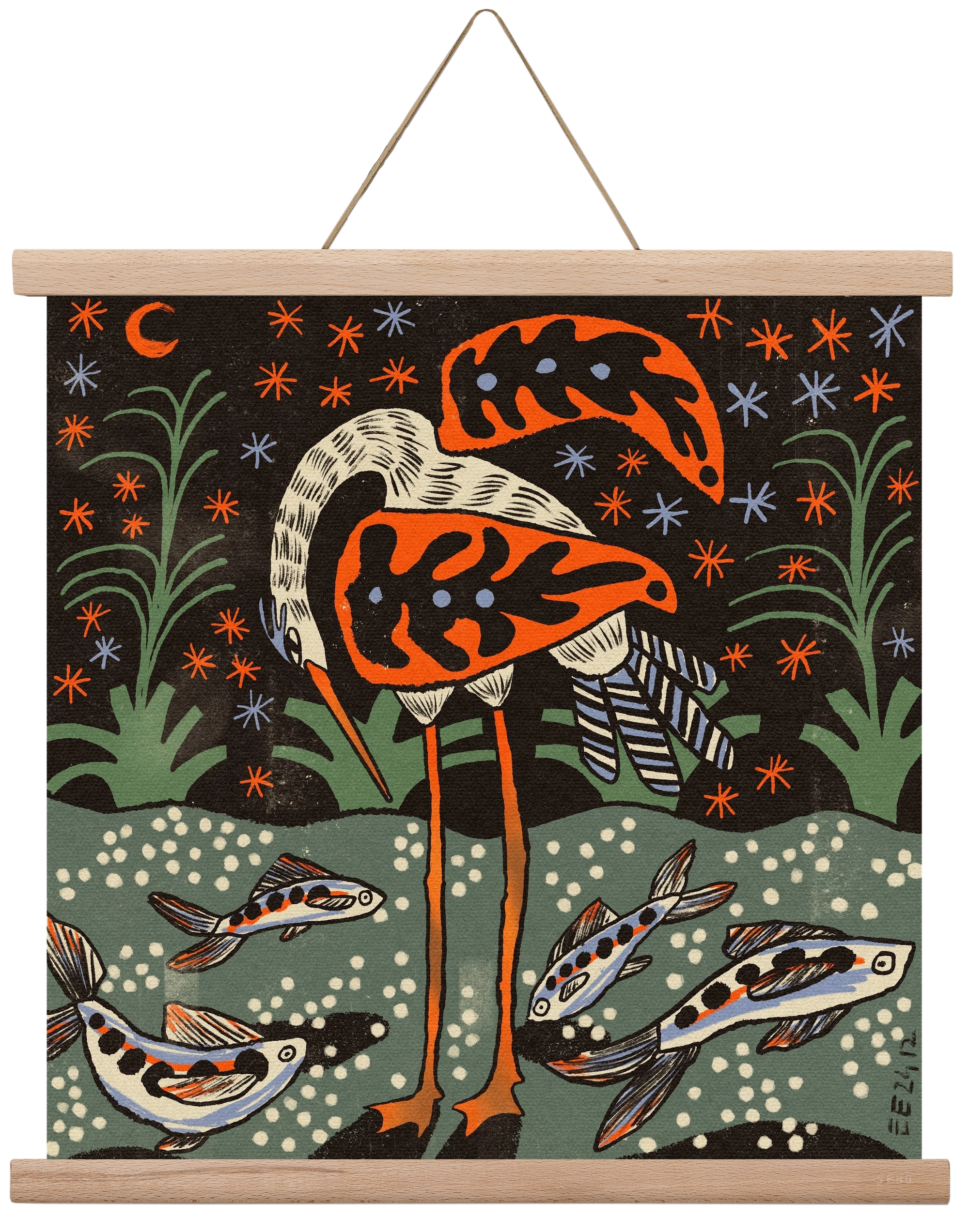 Magic waterbird, 40x40 cm (40x40 cm), Tölgy akasztó