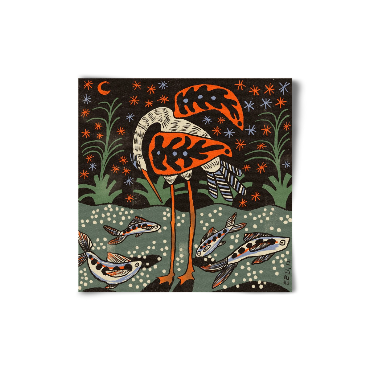 Magic waterbird, 20x20 cm, Keret nélkül