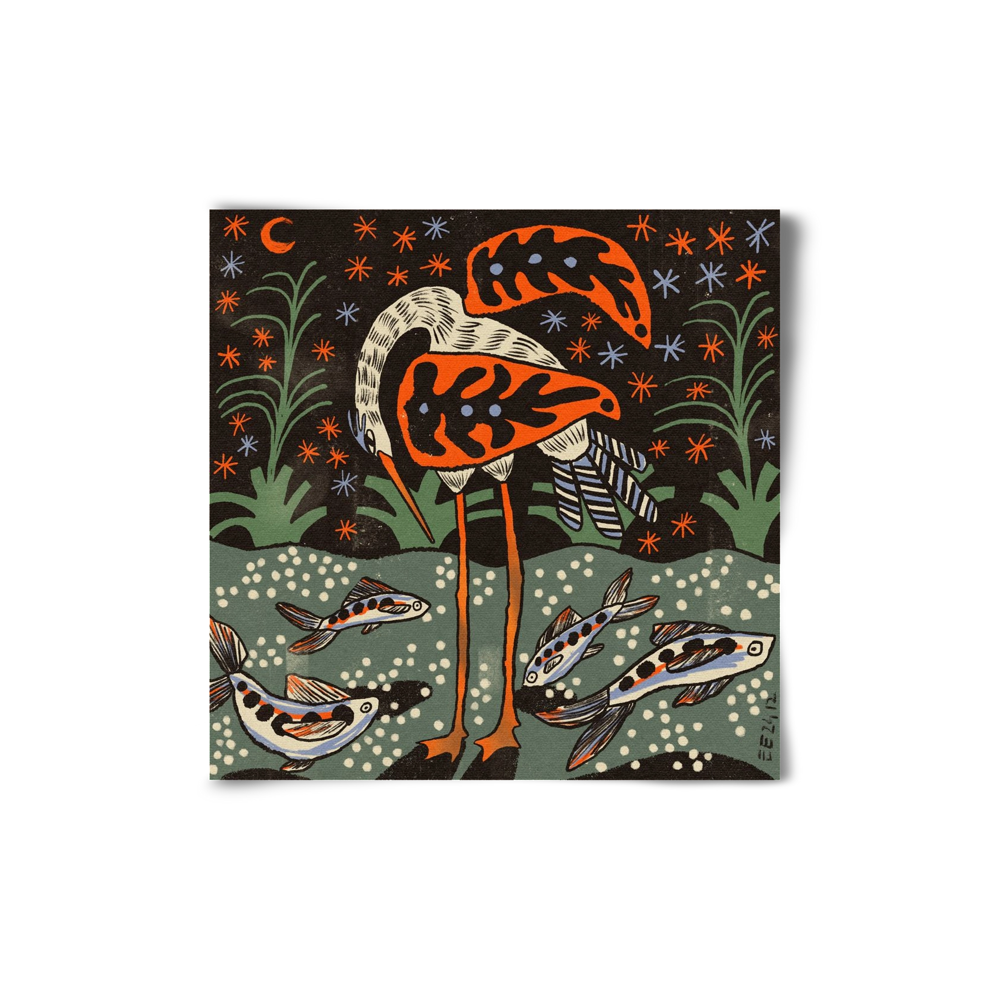 Magic waterbird, 20x20 cm, Keret nélkül