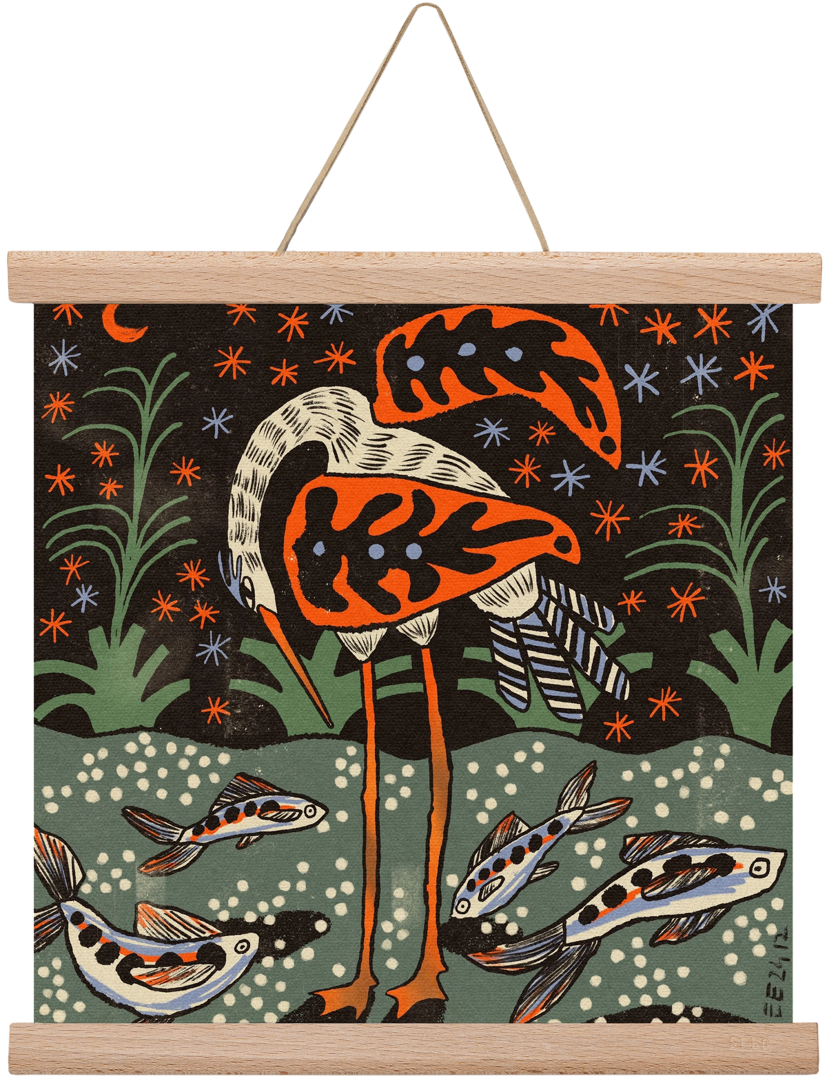 Magic waterbird, 30x30 cm (30x30 cm), Tölgy akasztó