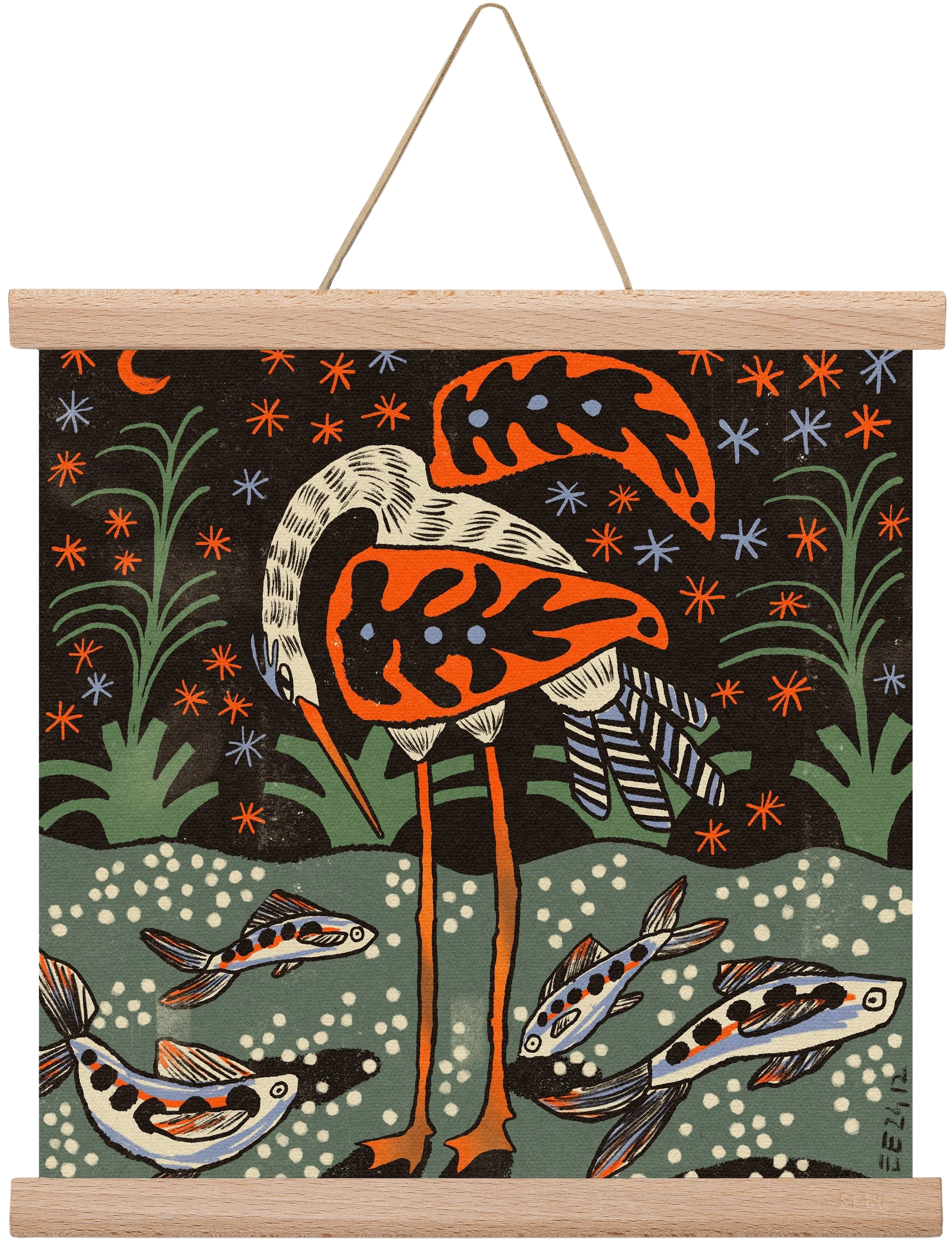 Magic waterbird, 30x30 cm (30x30 cm), Tölgy akasztó