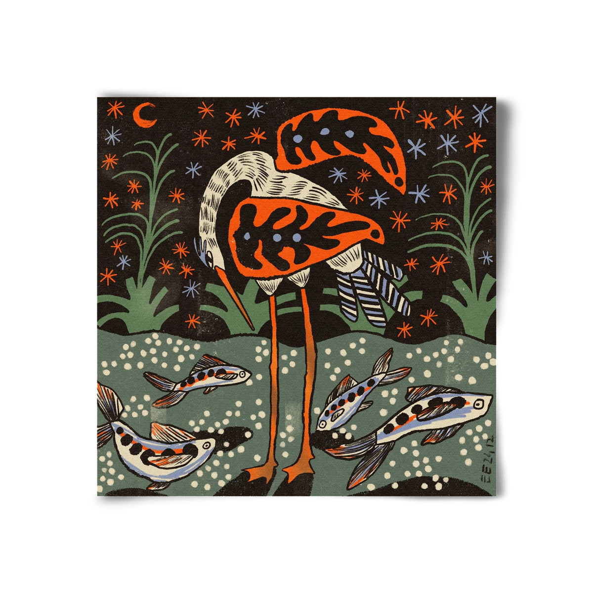 Magic waterbird, 30x30 cm, Keret nélkül