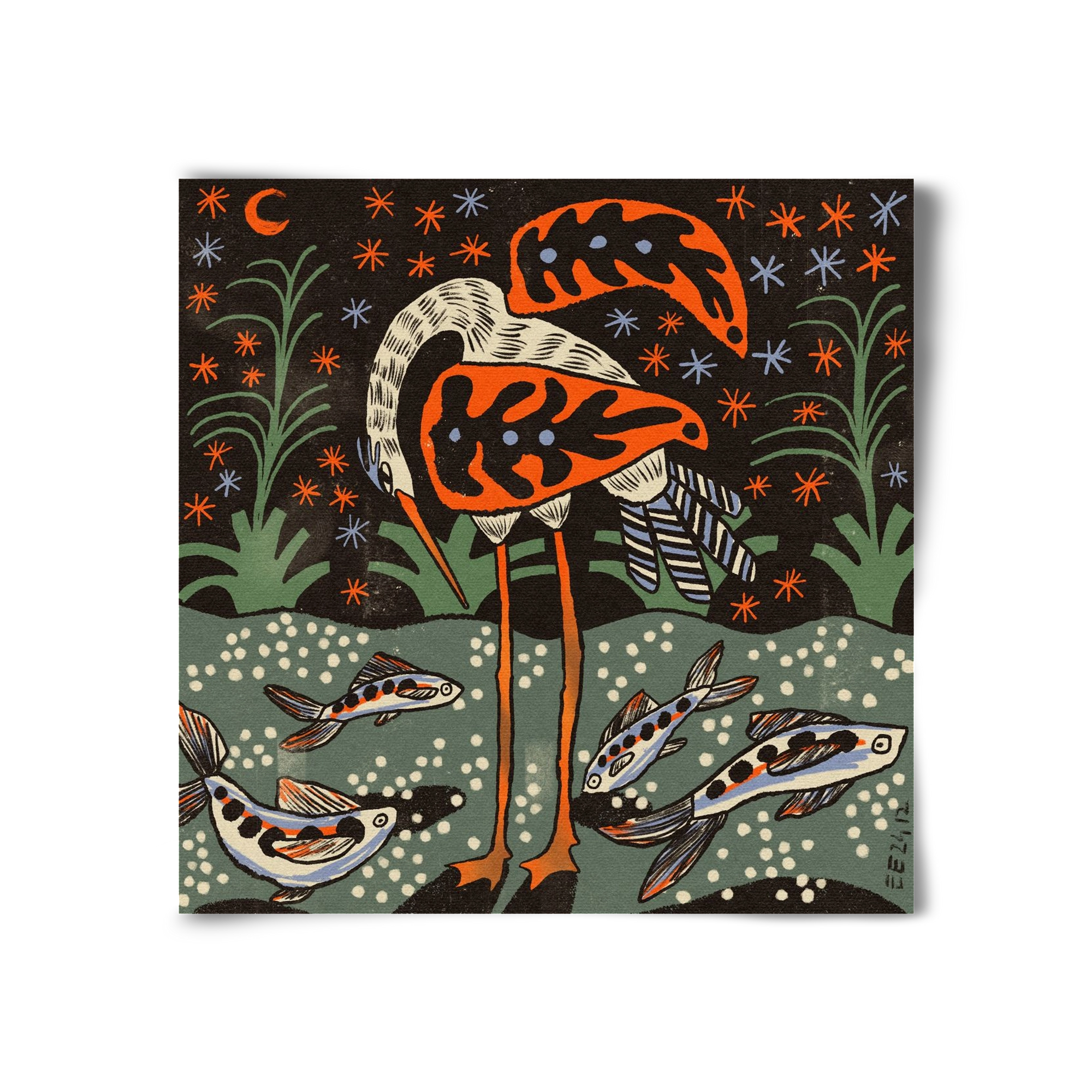 Magic waterbird, 30x30 cm, Keret nélkül