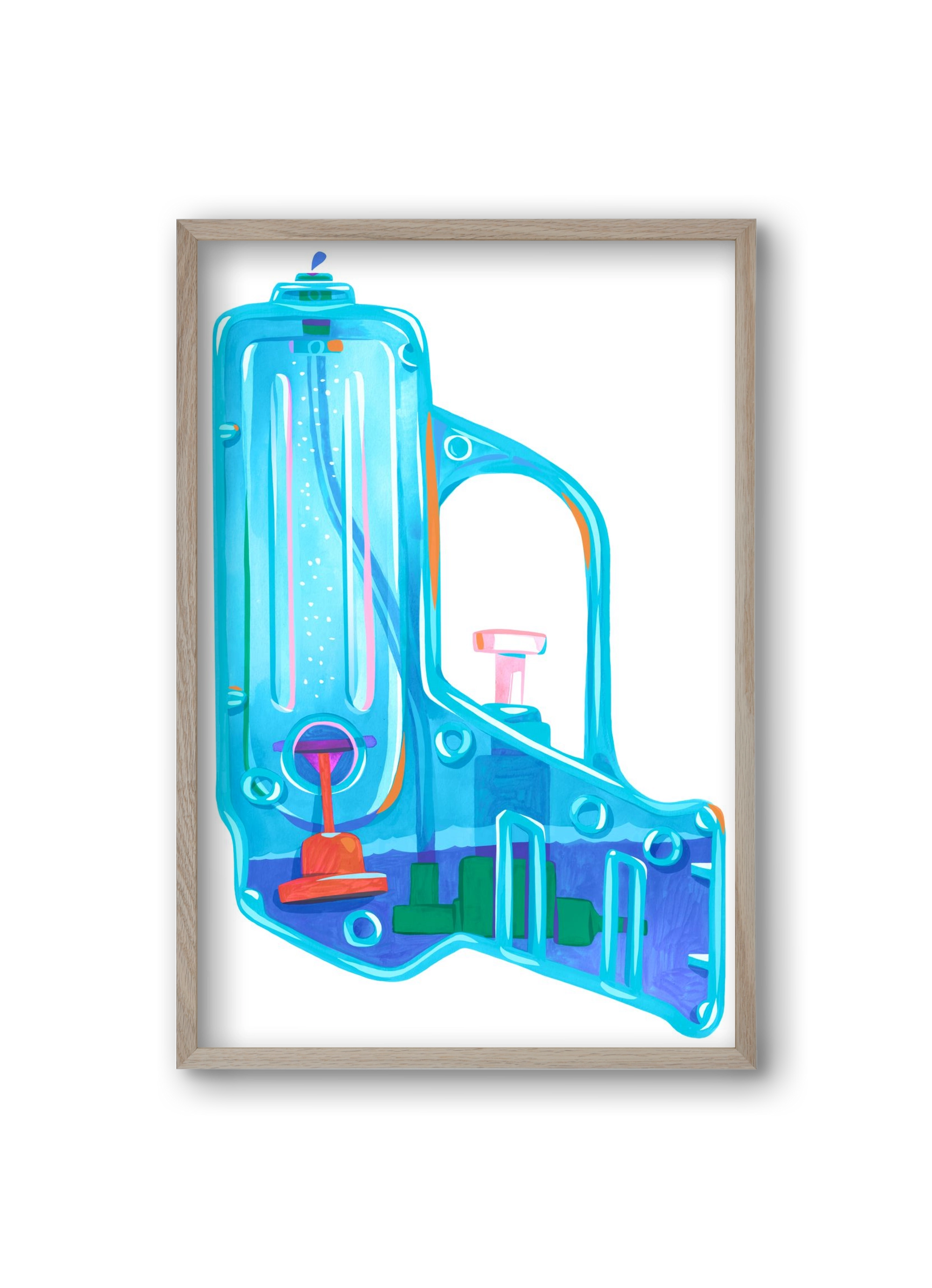 Water gun, 20x30 cm (20x30 cm), Tölgy keret