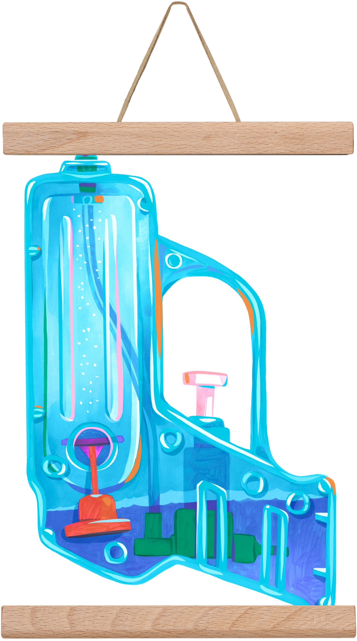 Water gun, 20x30 cm (20x30 cm), Tölgy akasztó