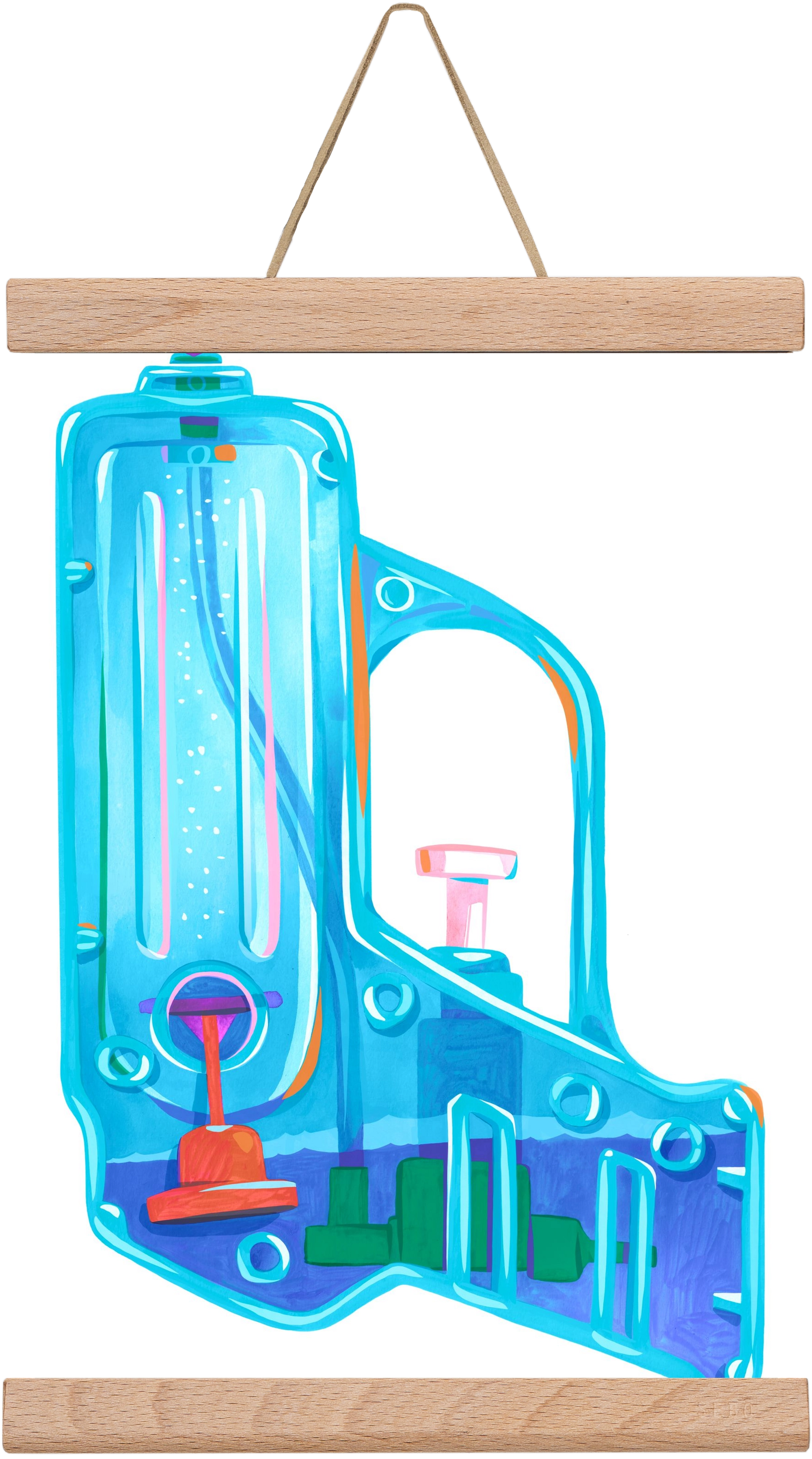 Water gun, 20x30 cm (20x30 cm), Tölgy akasztó