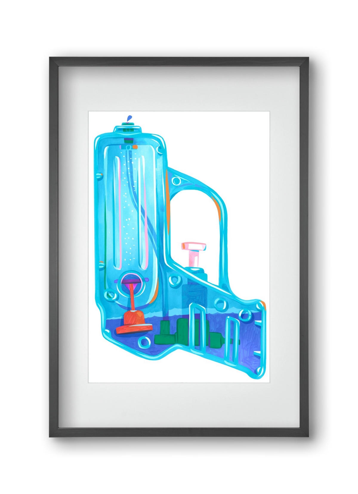 Water gun, 30x45 cm (20x30 cm), Fekete keret, paszpartuval