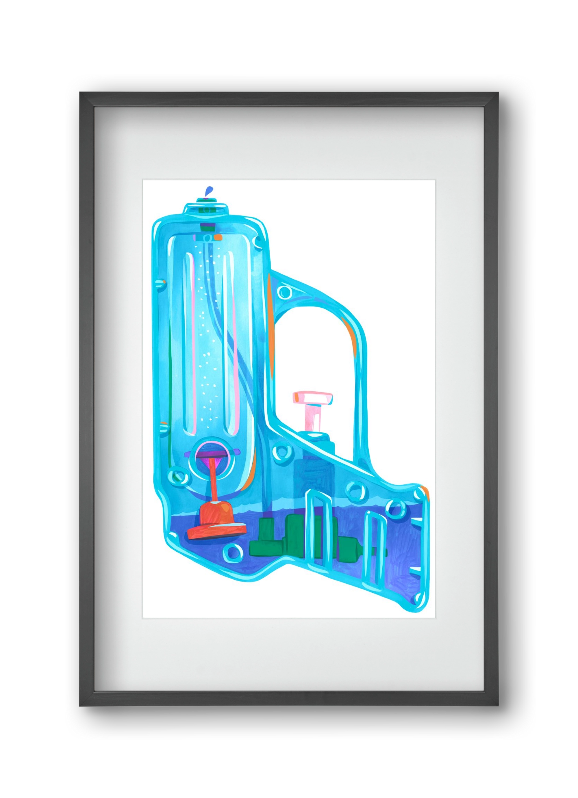 Water gun, 30x45 cm (20x30 cm), Fekete keret, paszpartuval