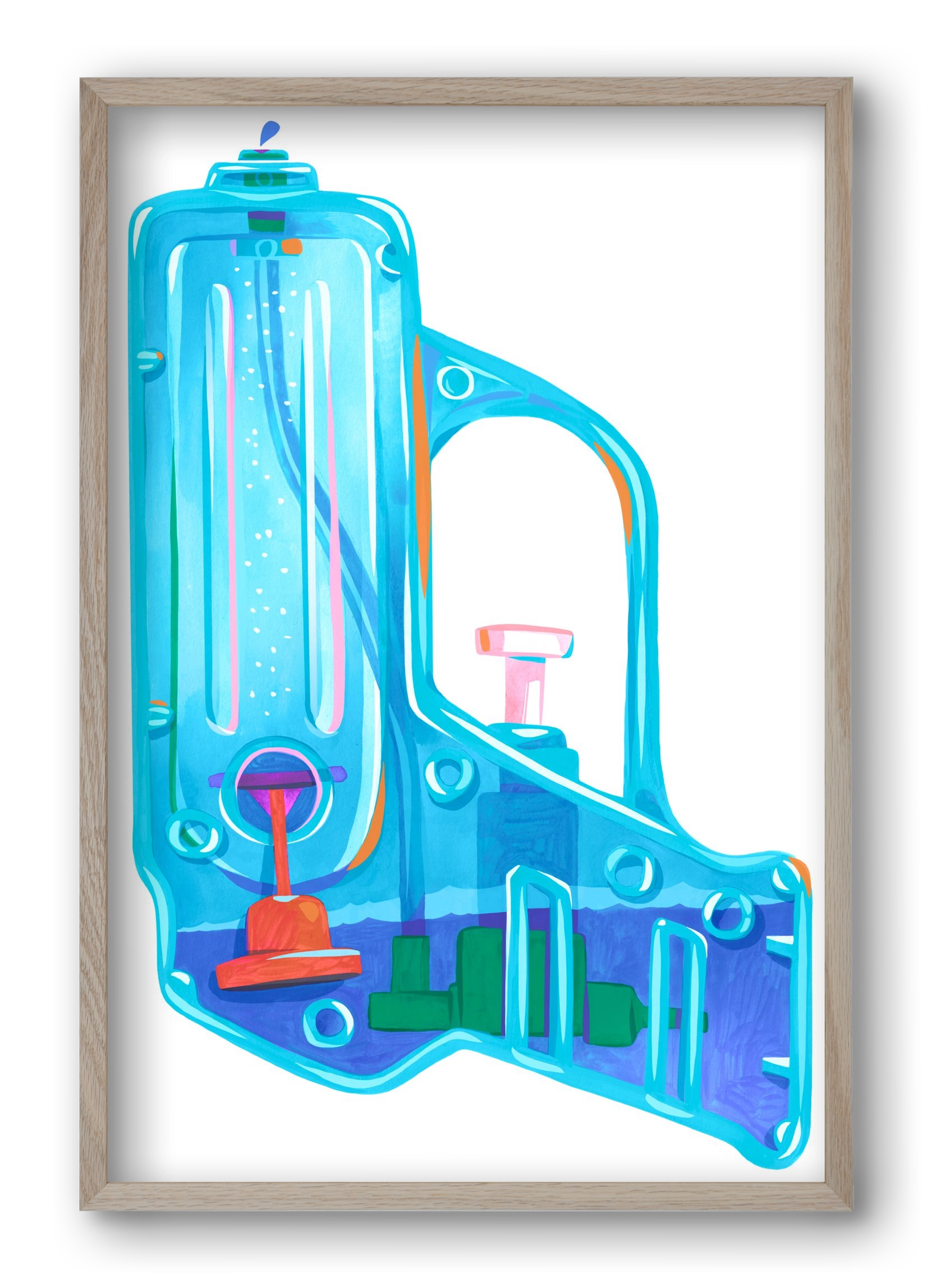 Water gun, 40x60 cm (40x60 cm), Tölgy keret