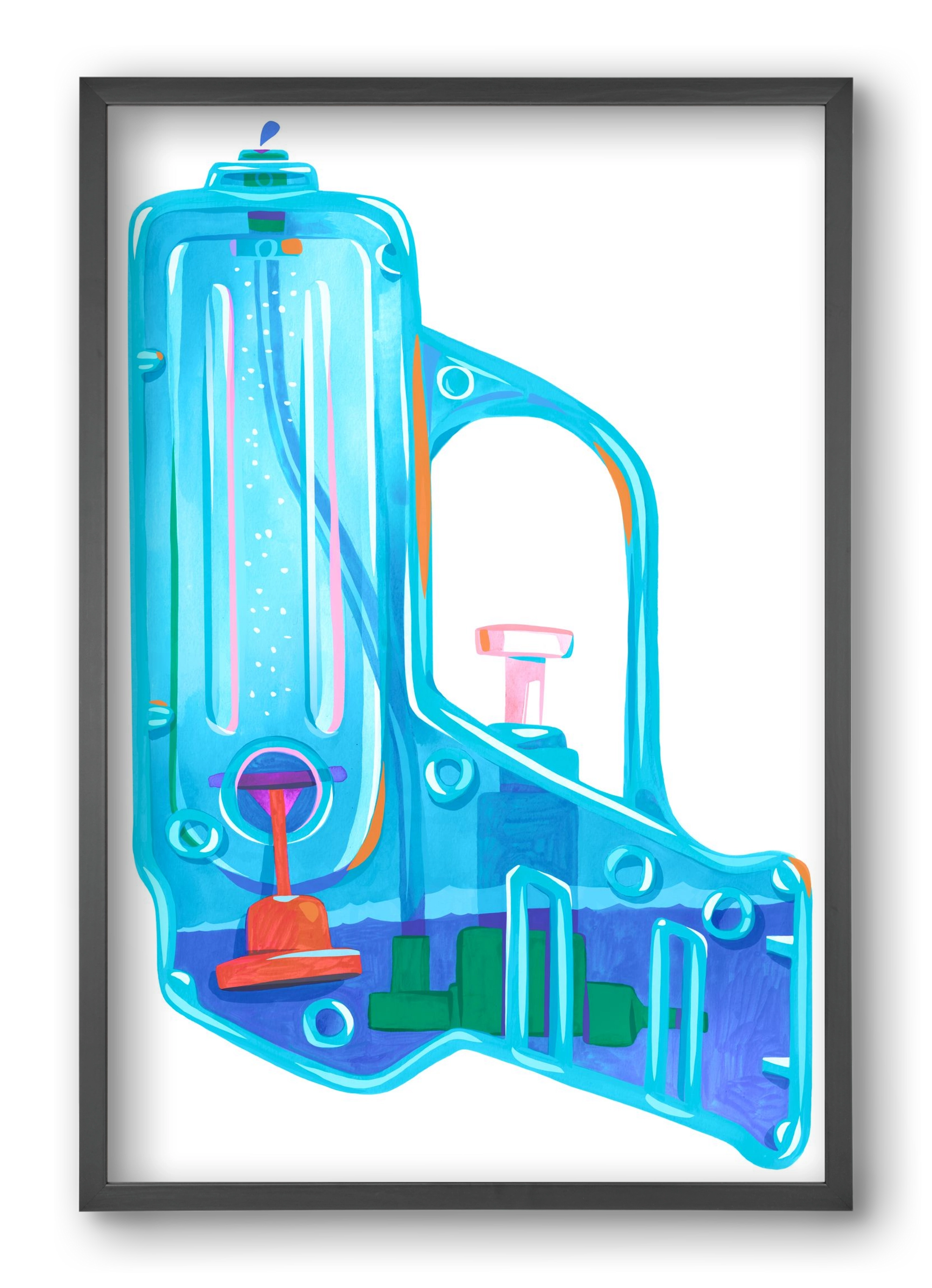 Water gun, 40x60 cm (40x60 cm), Fekete keret