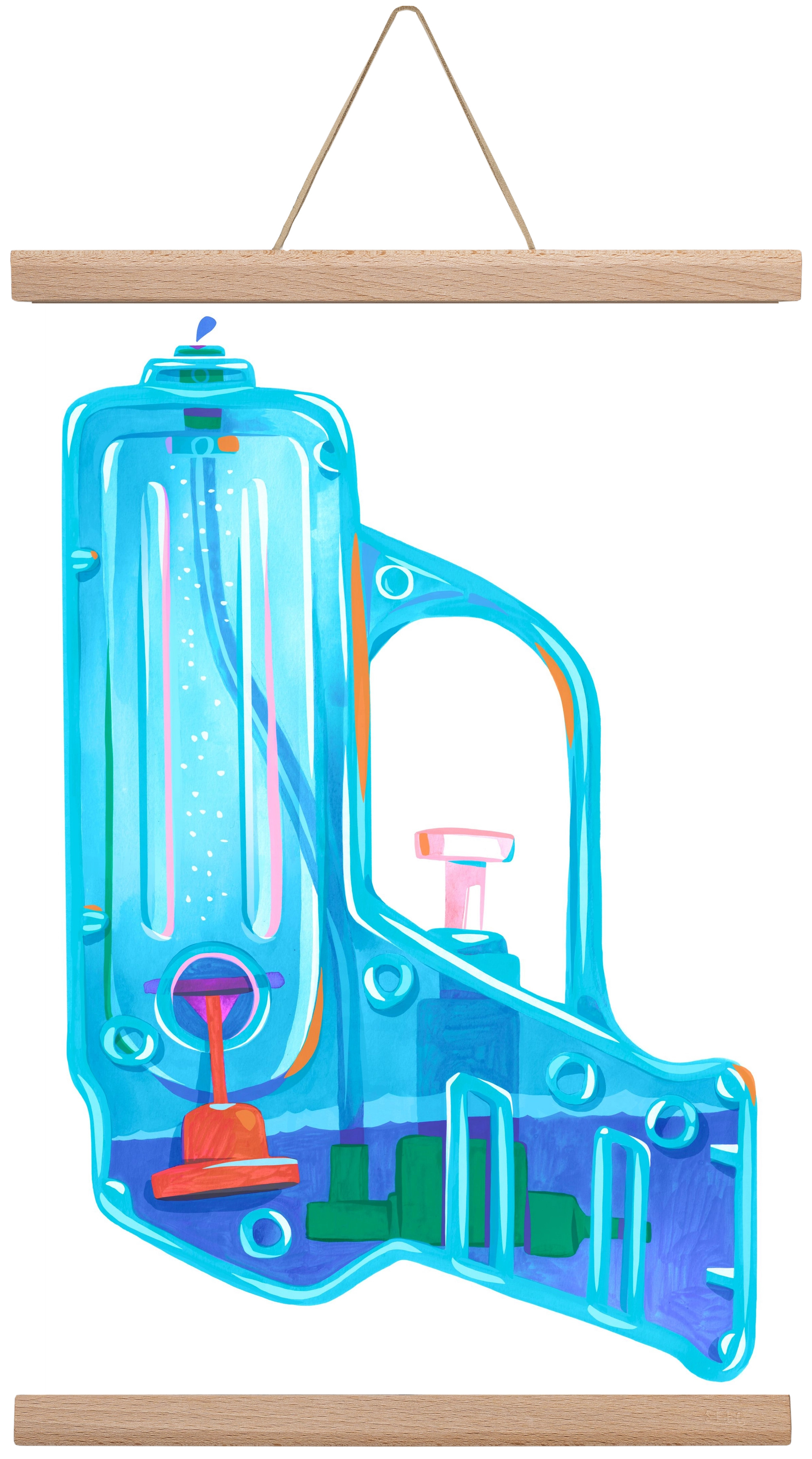 Water gun, 30x45 cm (30x45 cm), Tölgy akasztó