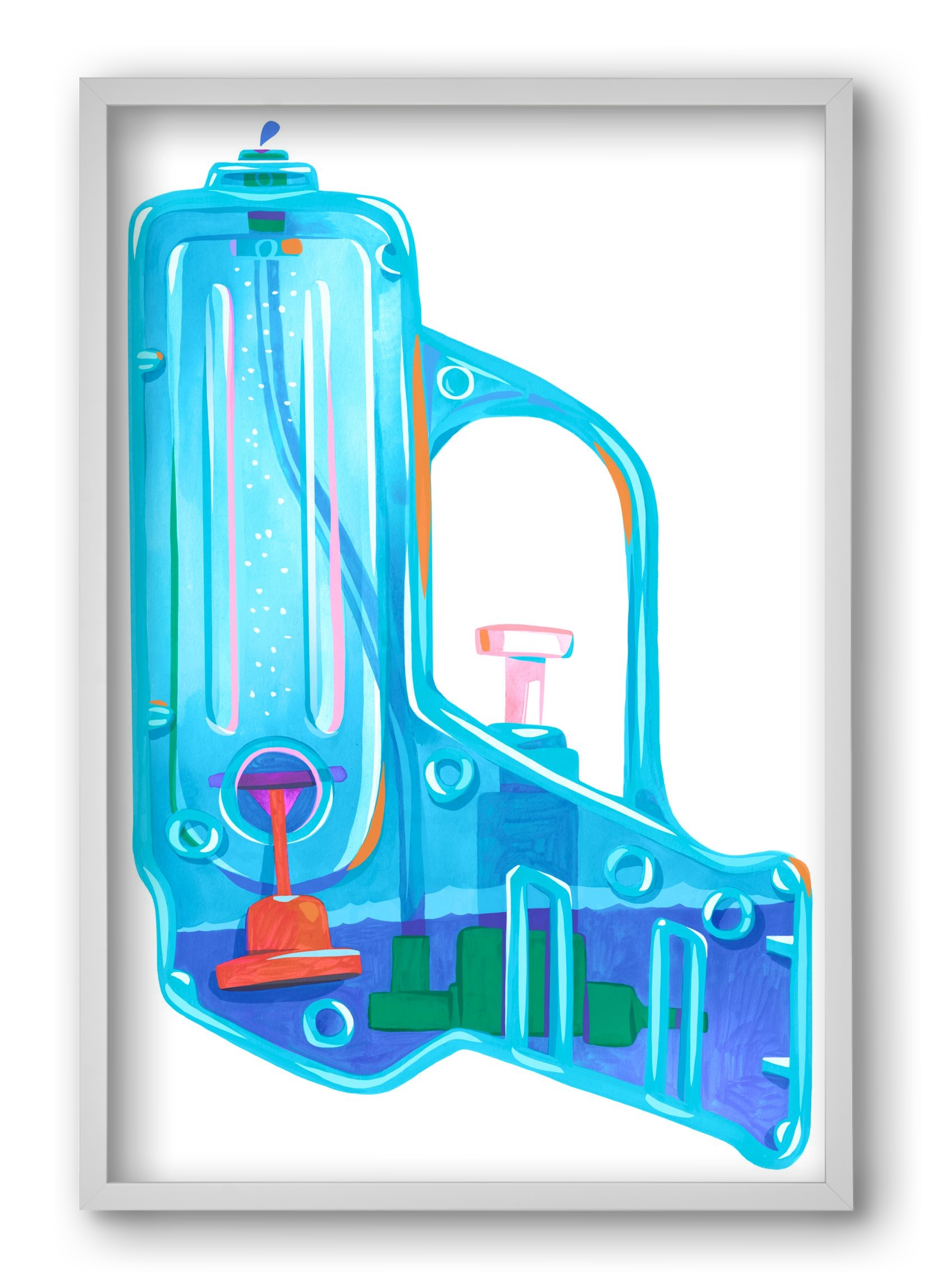 Water gun, 40x60 cm (40x60 cm), Fehér keret