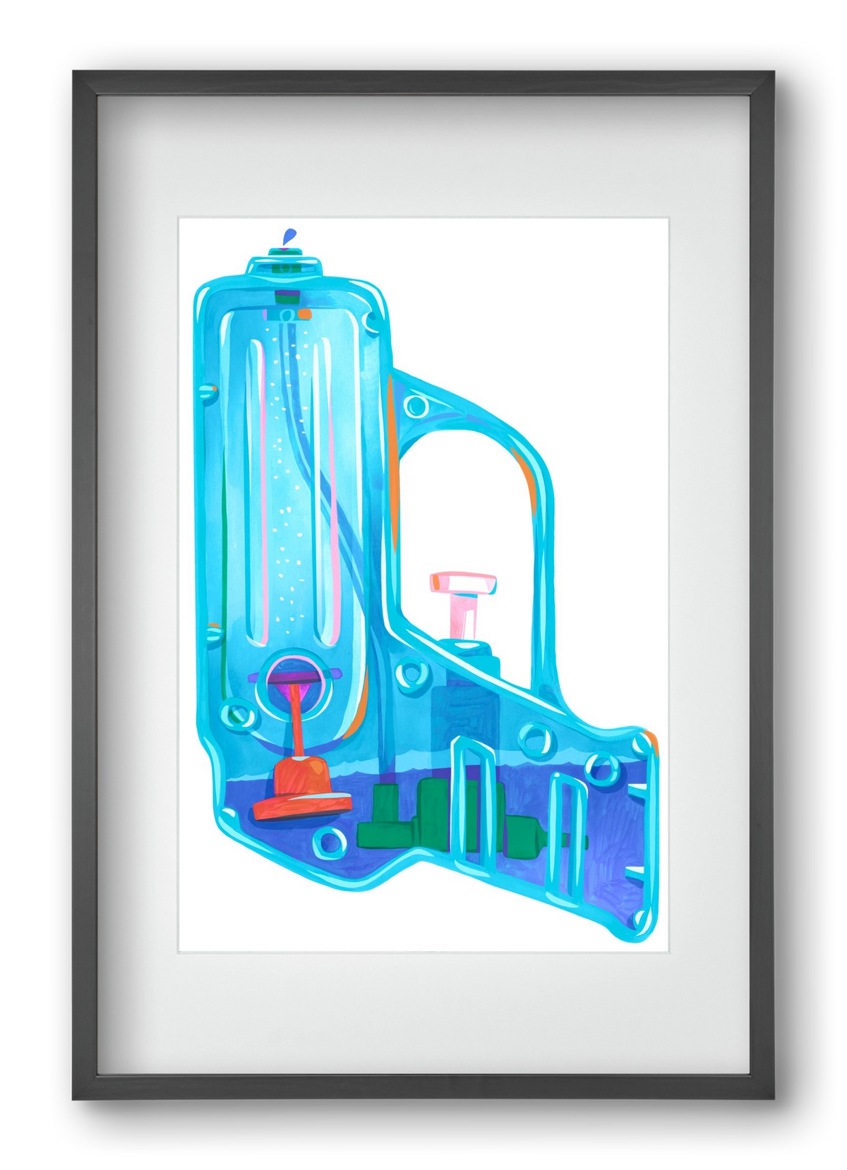 Water gun, 40x60 cm (30x45 cm), Fekete keret, paszpartuval