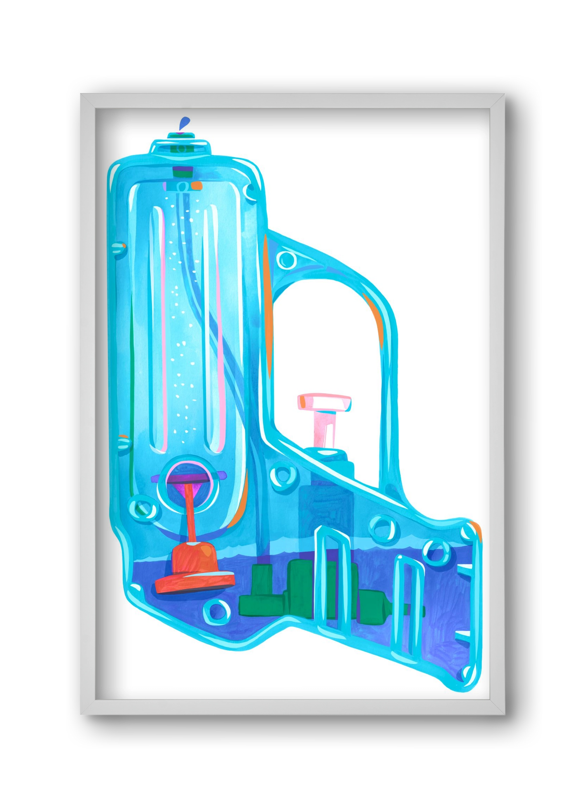 Water gun, 30x45 cm (30x45 cm), Fehér keret