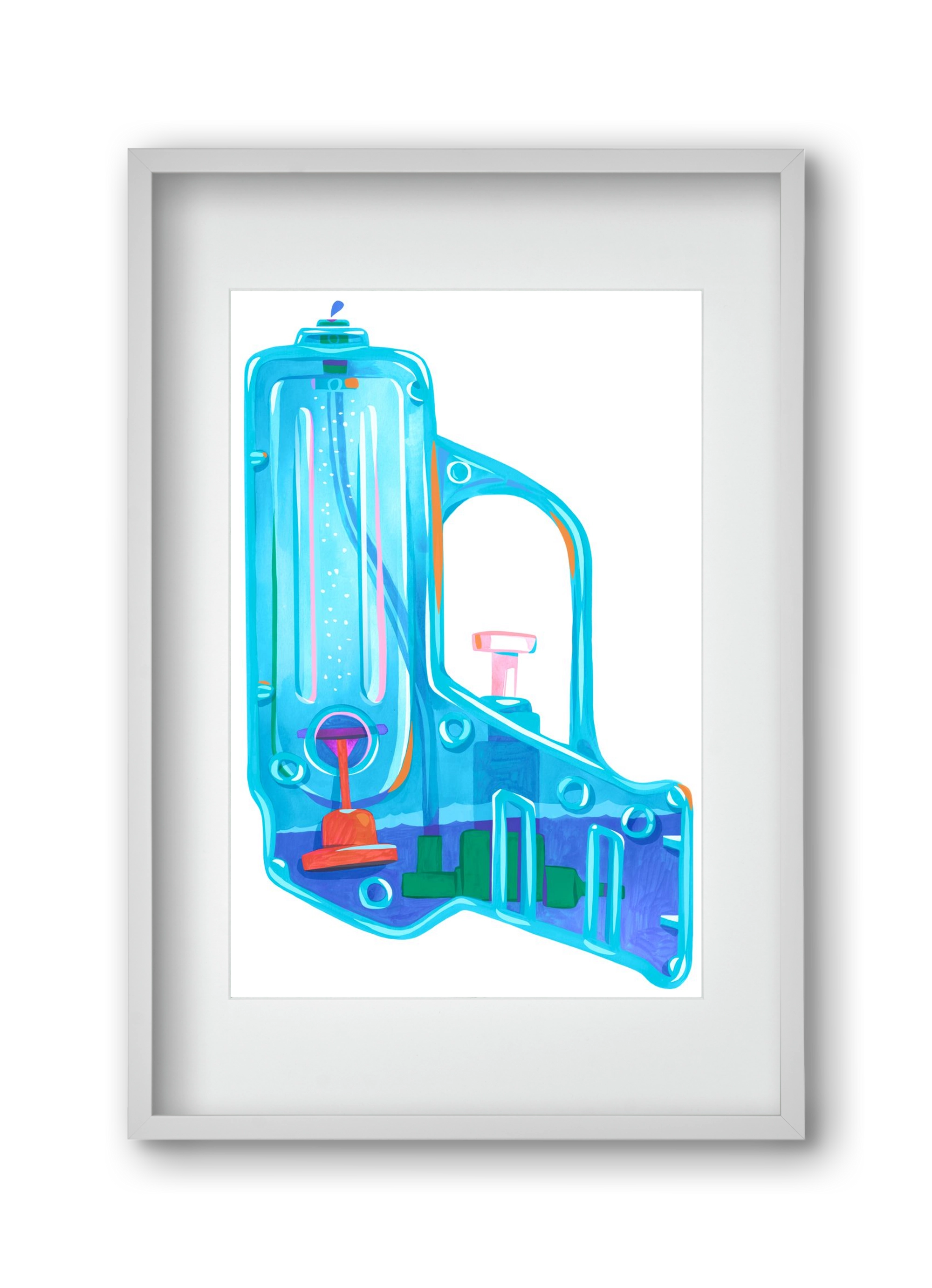 Water gun, 30x45 cm (20x30 cm), Fehér keret, paszpartuval
