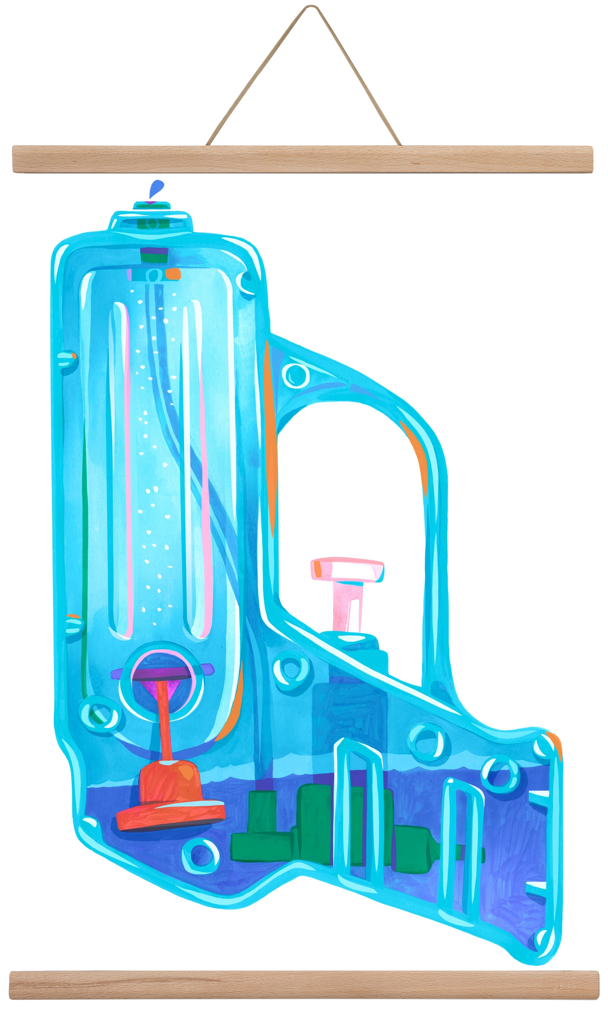 Water gun, 40x60 cm (40x60 cm), Tölgy akasztó