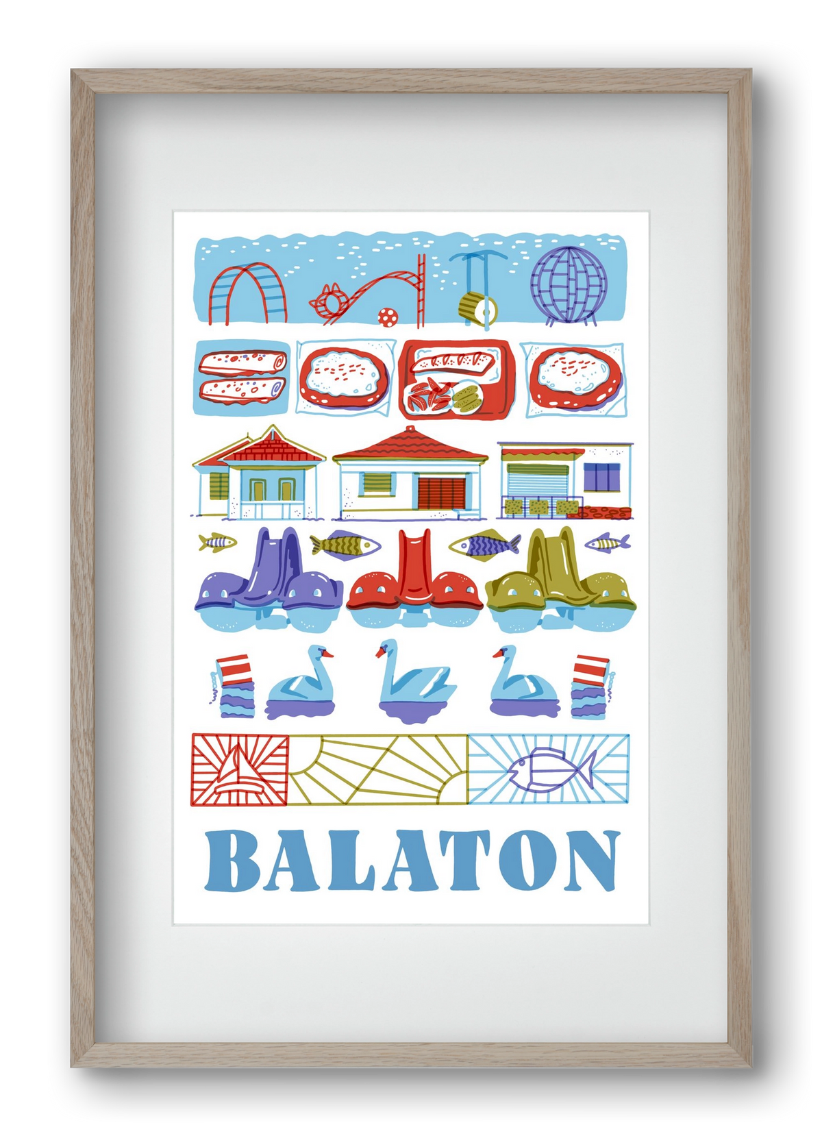 Balaton, 40x60 cm (30x45 cm), Tölgy keret, paszpartuval