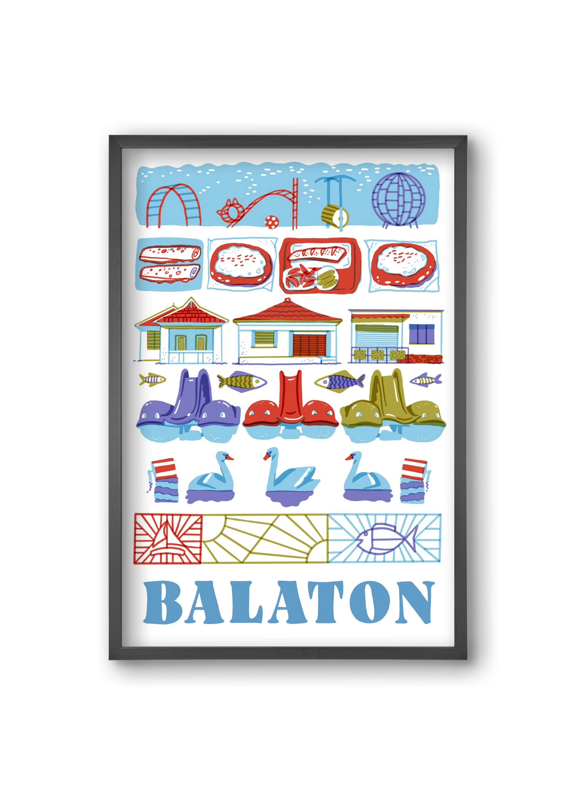 Balaton, 20x30 cm (20x30 cm), Fekete keret