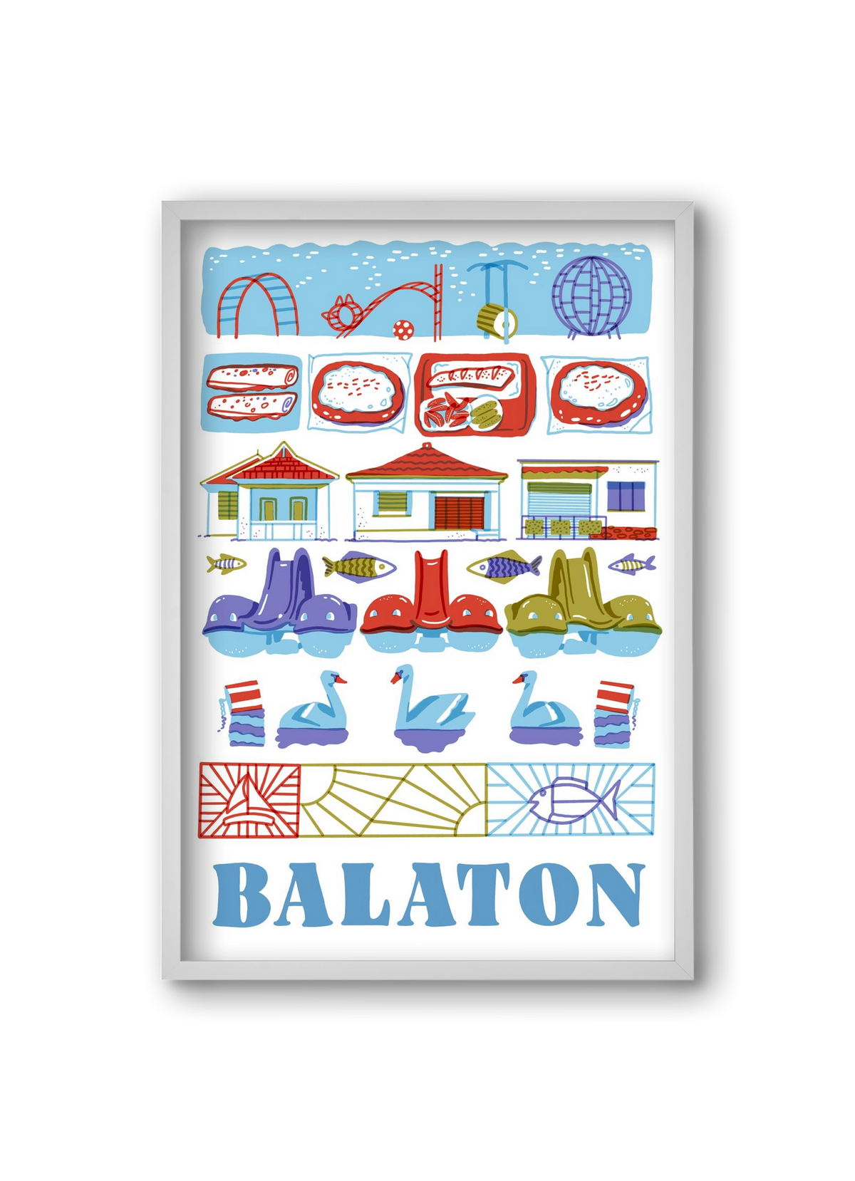 Balaton, 20x30 cm (20x30 cm), Fehér keret