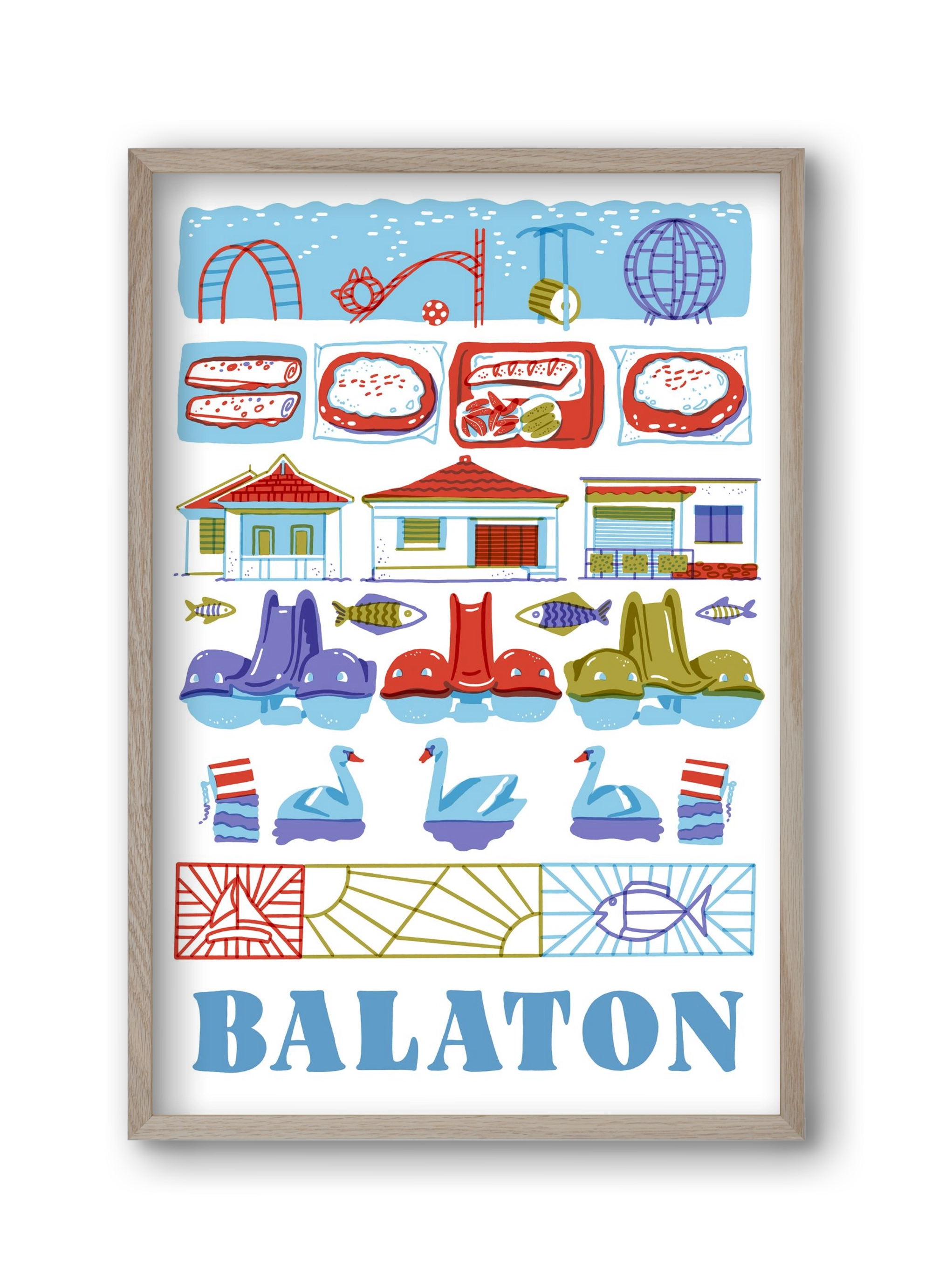 Balaton, 30x45 cm (30x45 cm), Tölgy keret