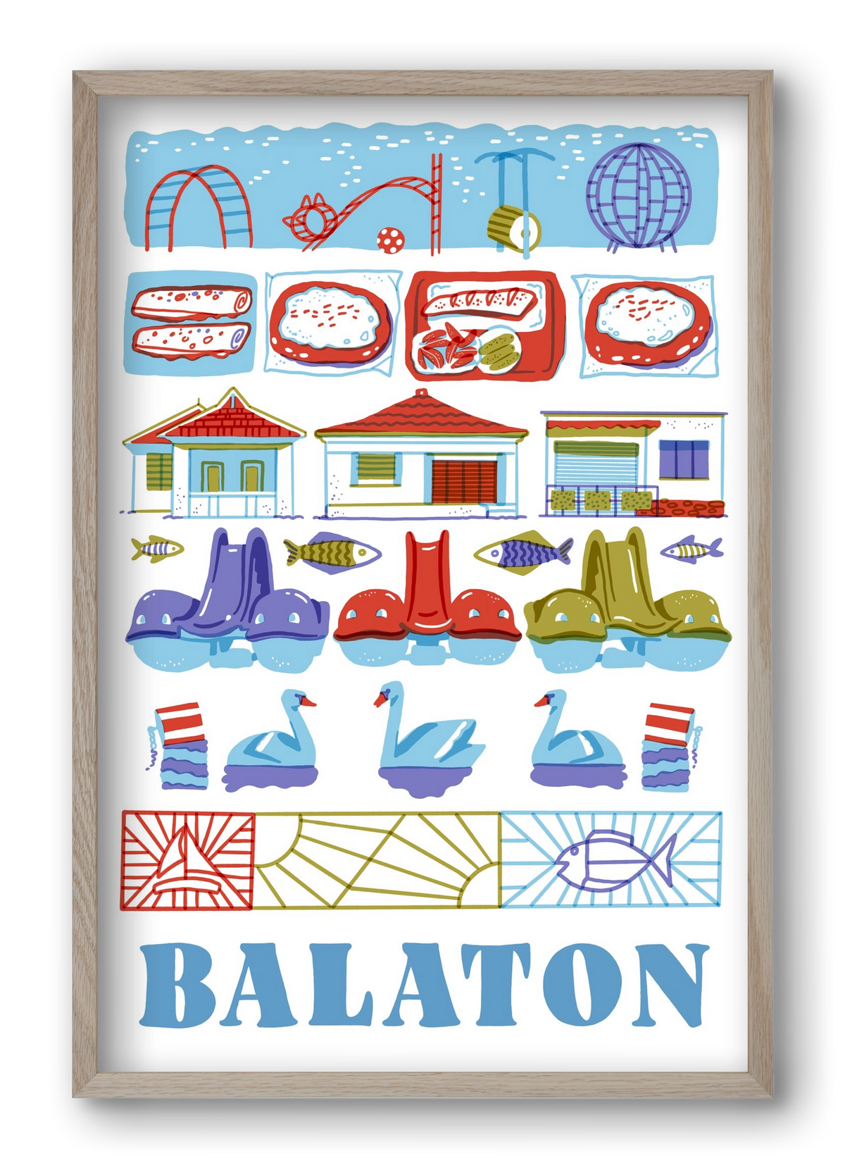 Balaton, 40x60 cm (40x60 cm), Tölgy keret