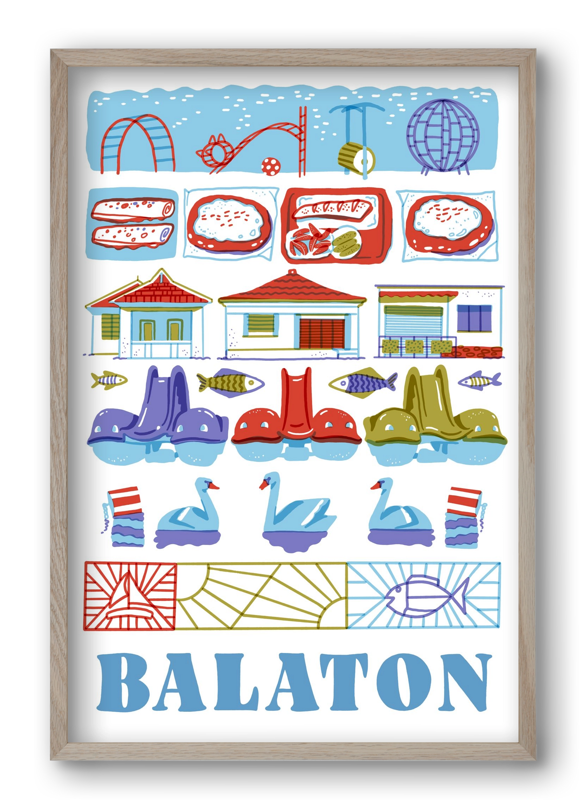 Balaton, 40x60 cm (40x60 cm), Tölgy keret