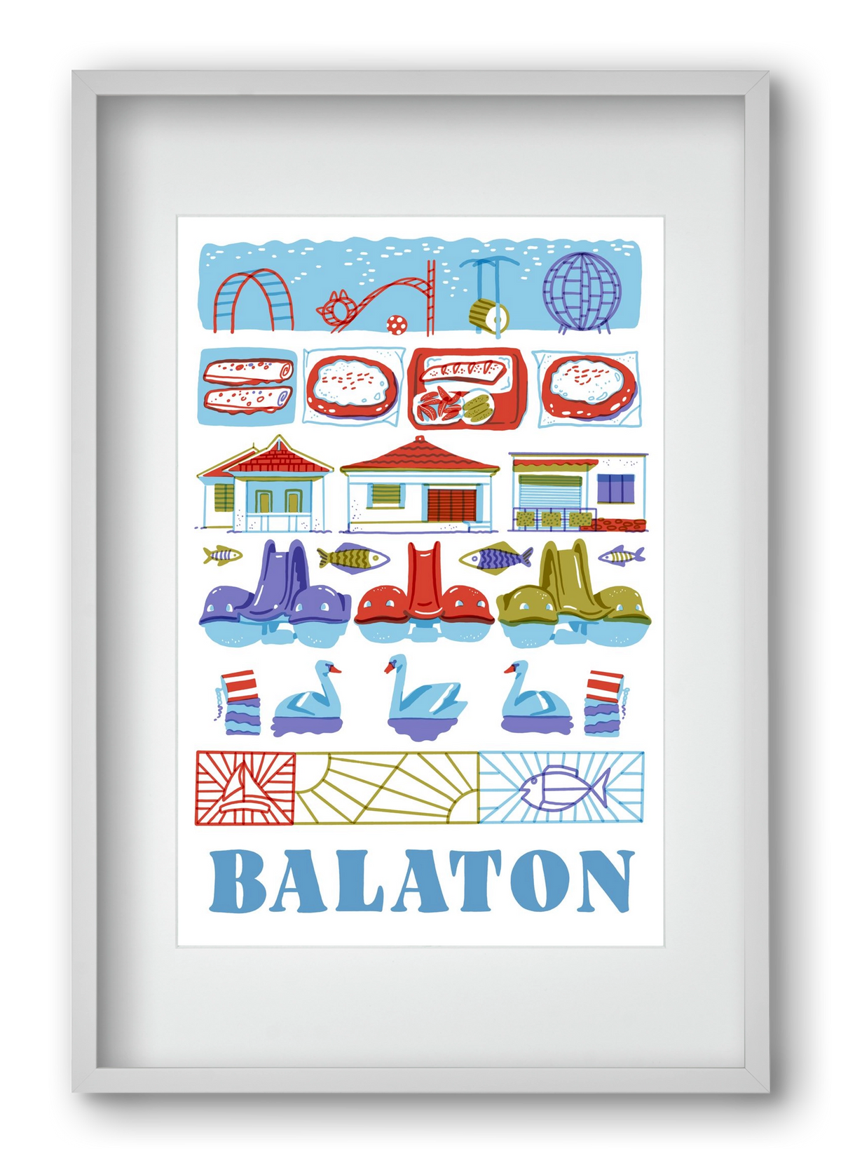 Balaton, 40x60 cm (30x45 cm), Fehér keret, paszpartuval