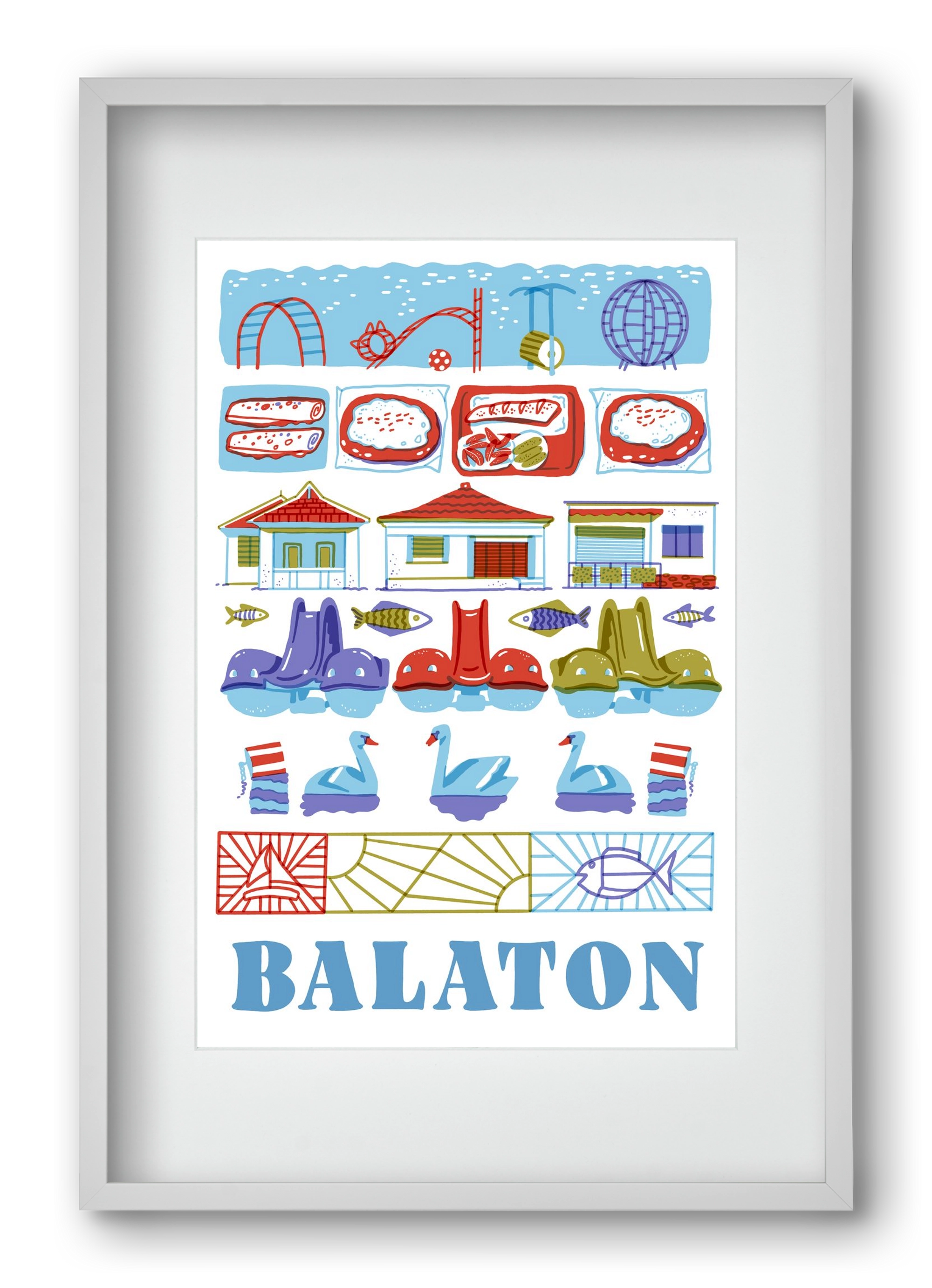 Balaton, 40x60 cm (30x45 cm), Fehér keret, paszpartuval