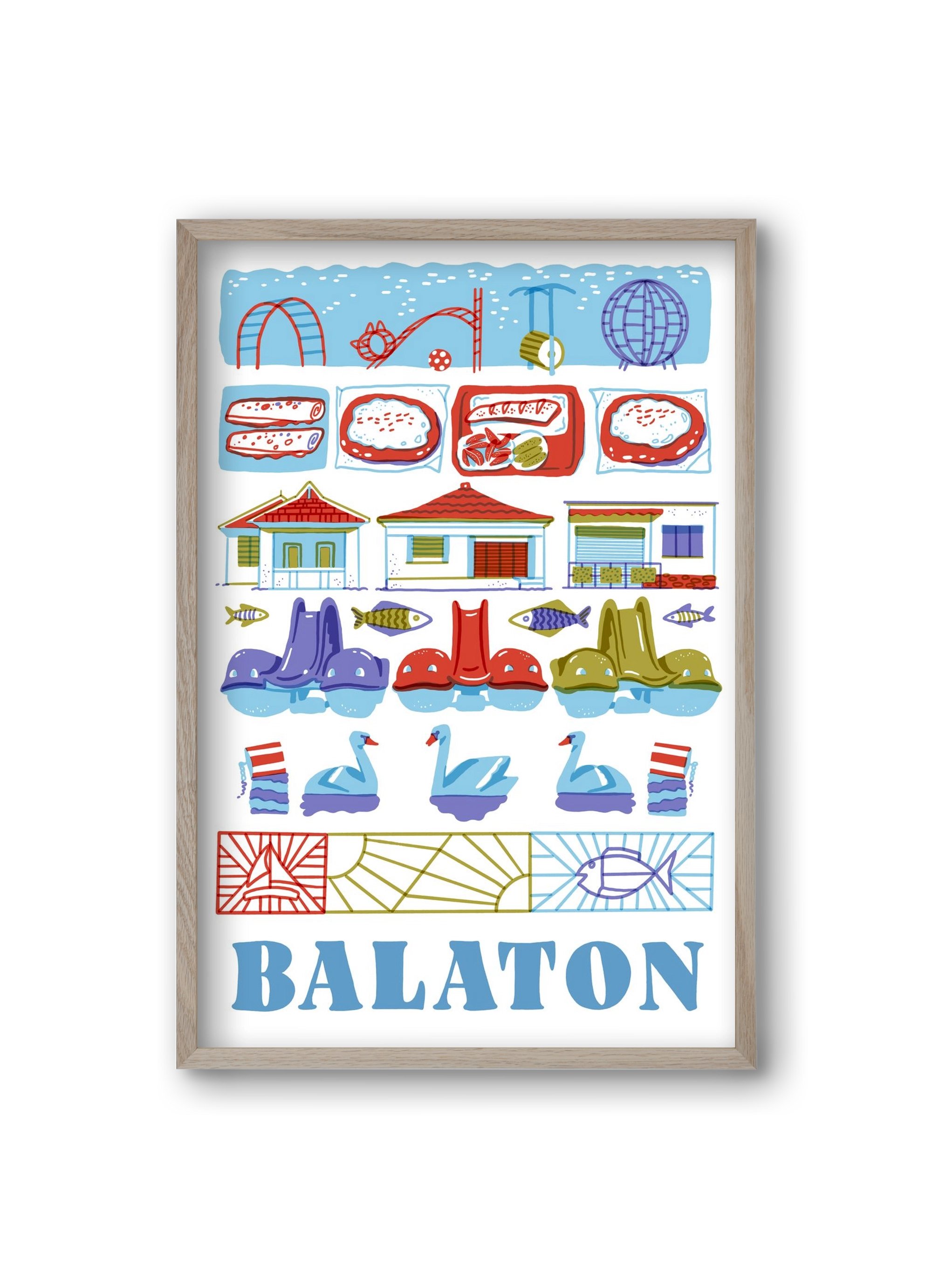 Balaton, 20x30 cm (20x30 cm), Tölgy keret