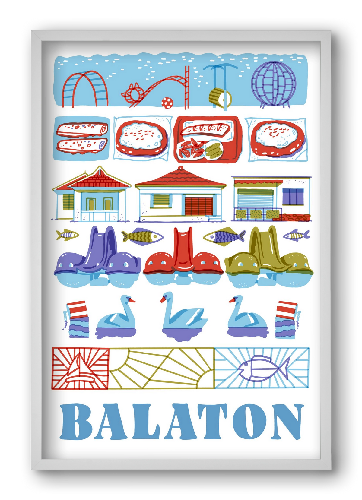 Balaton, 40x60 cm (40x60 cm), Fehér keret