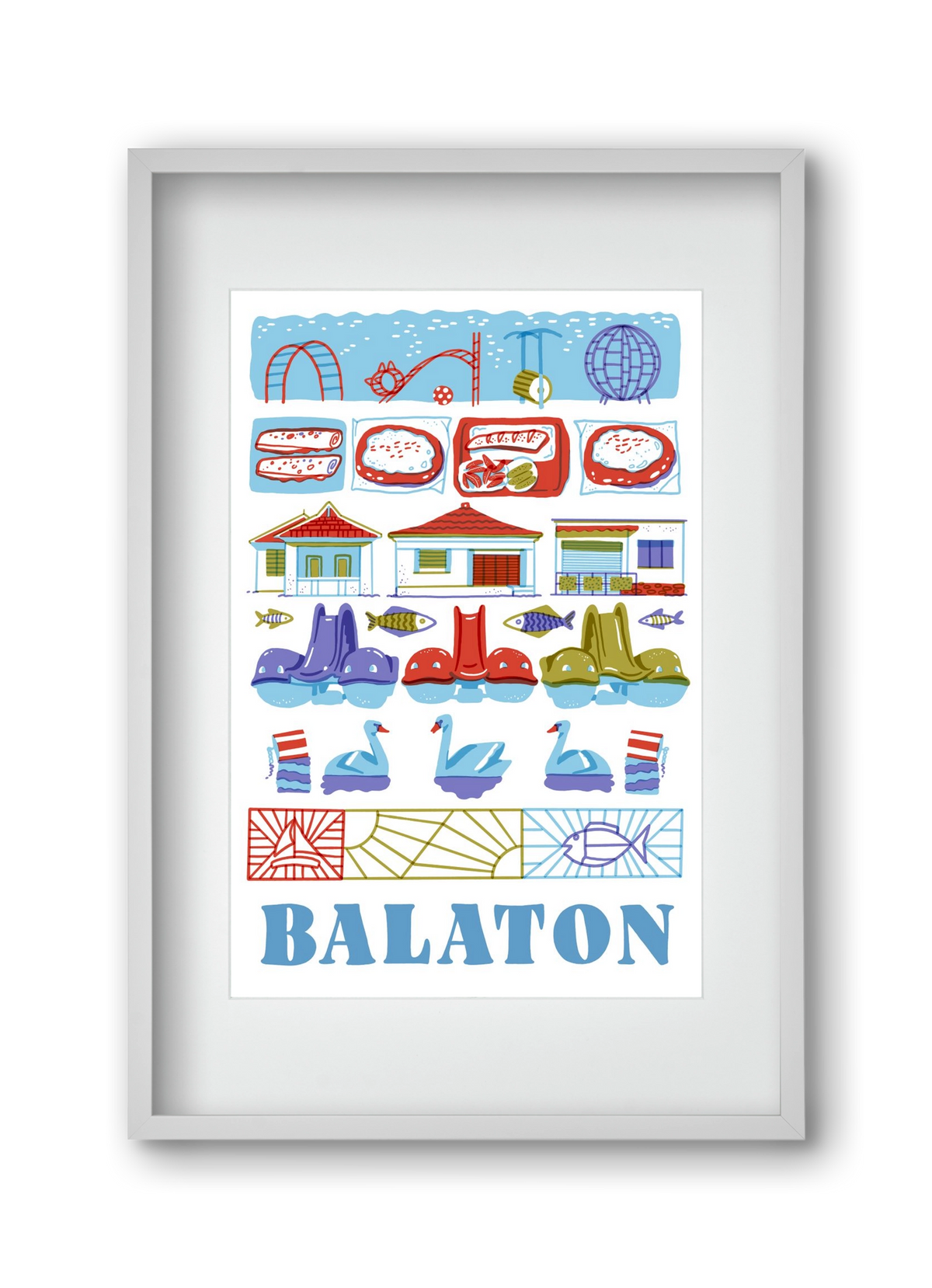 Balaton, 30x45 cm (20x30 cm), Fehér keret, paszpartuval