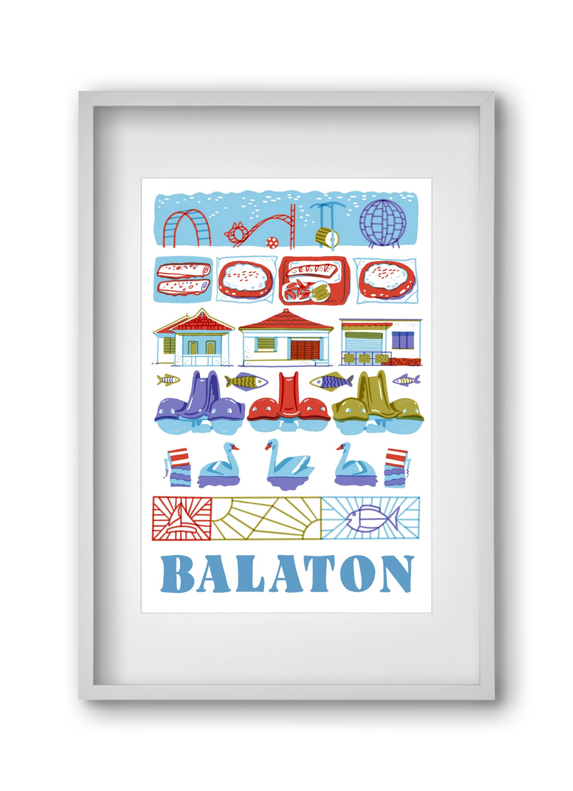 Balaton, 30x45 cm (20x30 cm), Fehér keret, paszpartuval