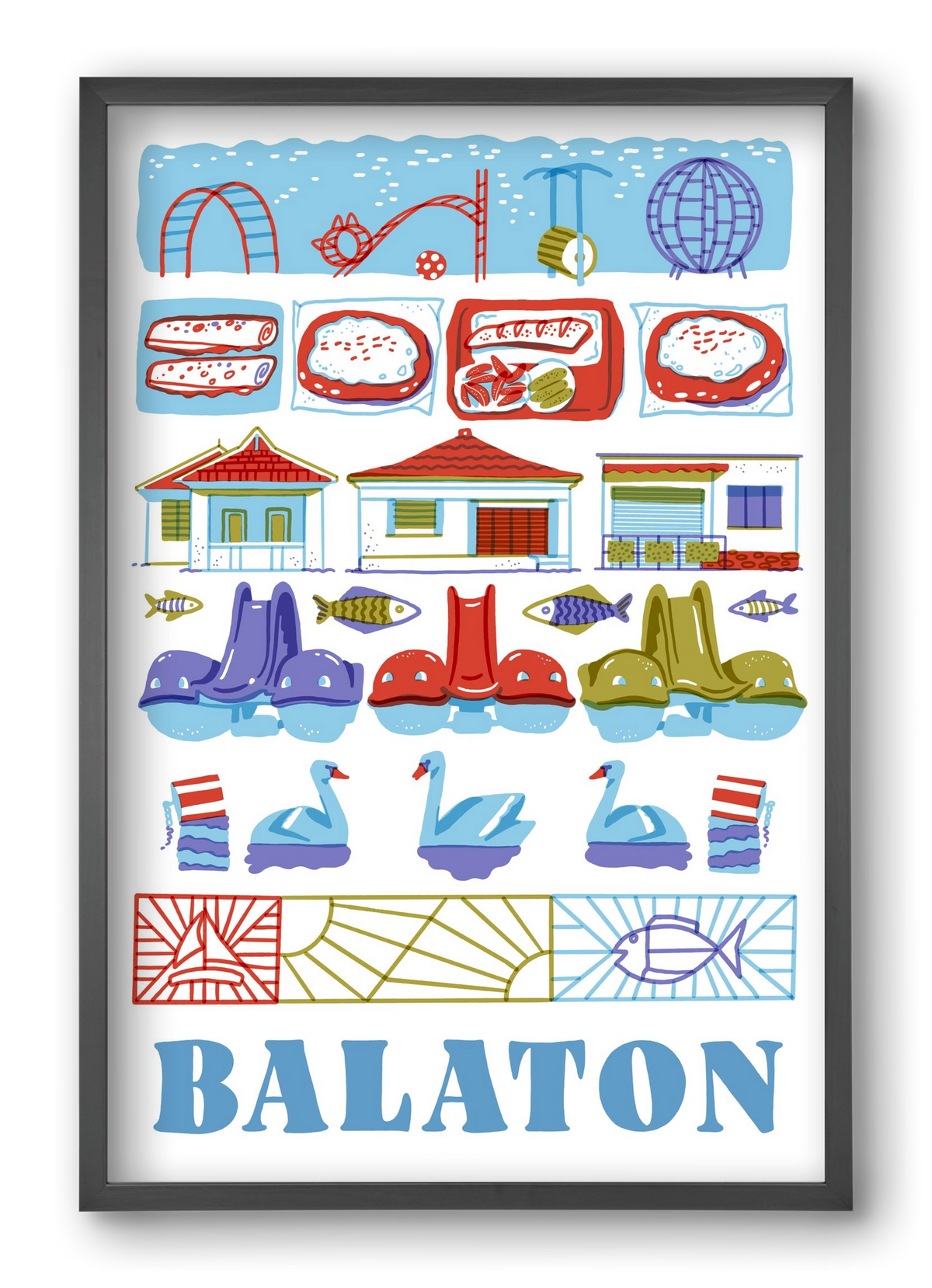 Balaton, 40x60 cm (40x60 cm), Fekete keret