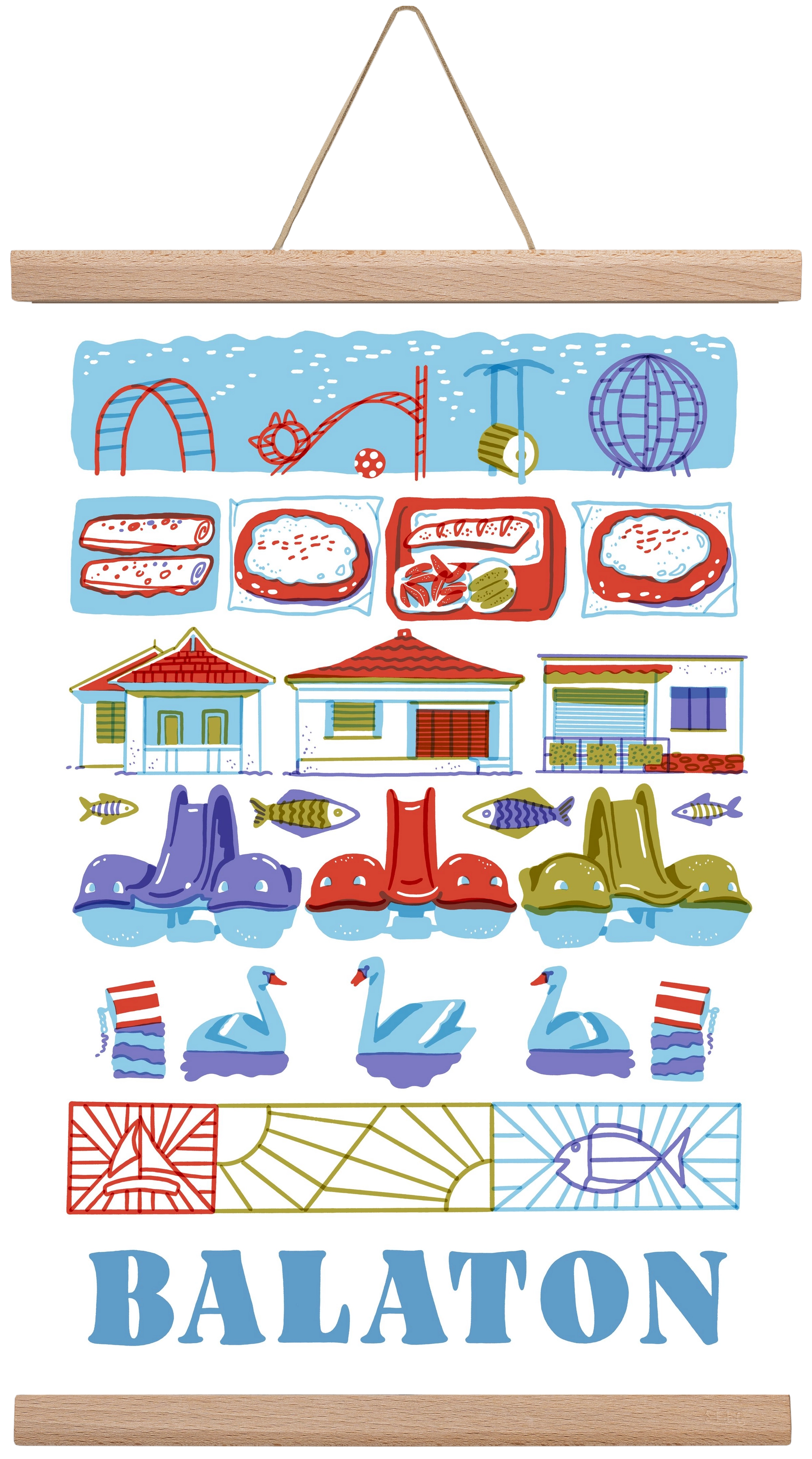 Balaton, 30x45 cm (30x45 cm), Tölgy akasztó