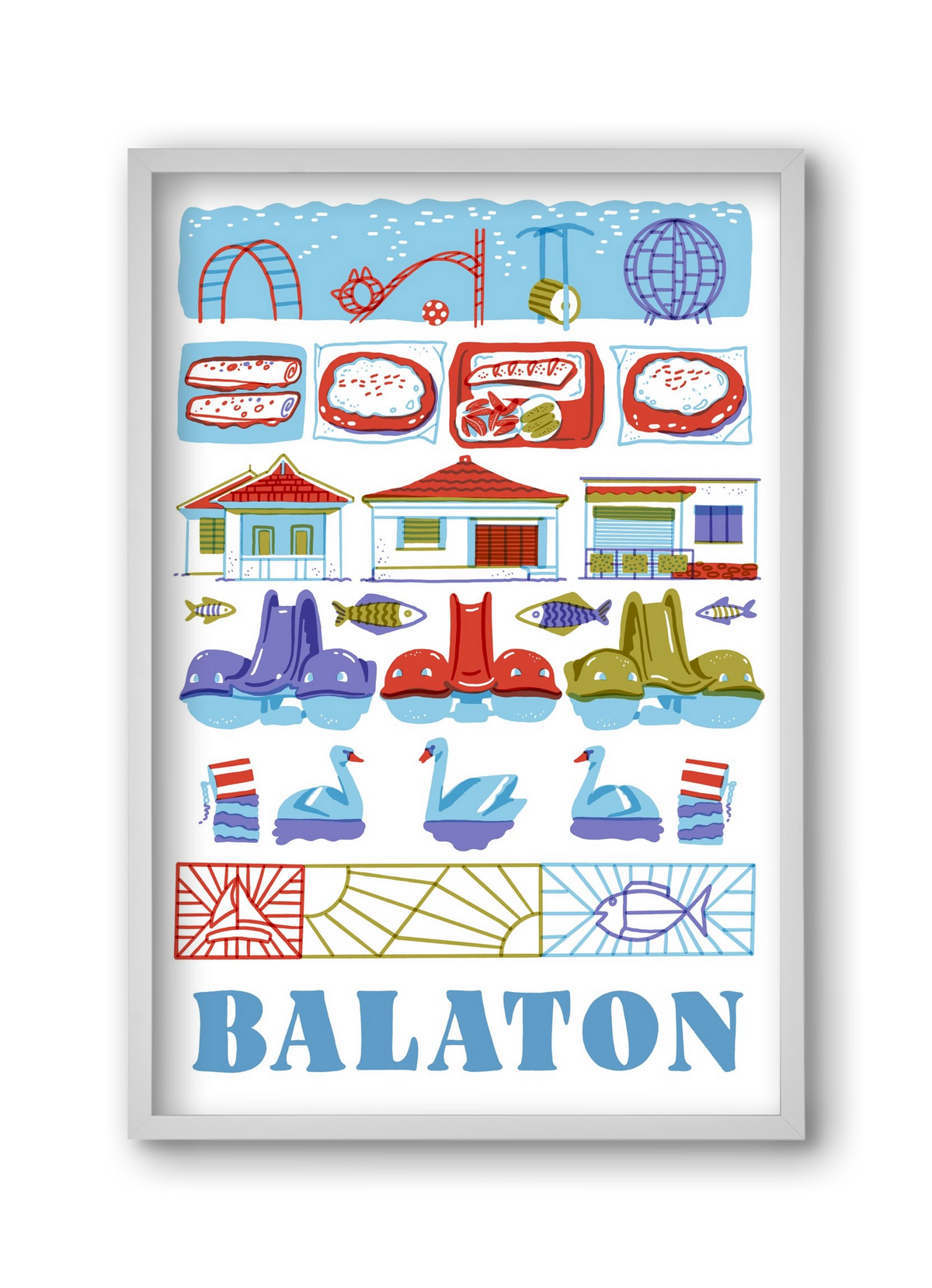 Balaton, 30x45 cm (30x45 cm), Fehér keret