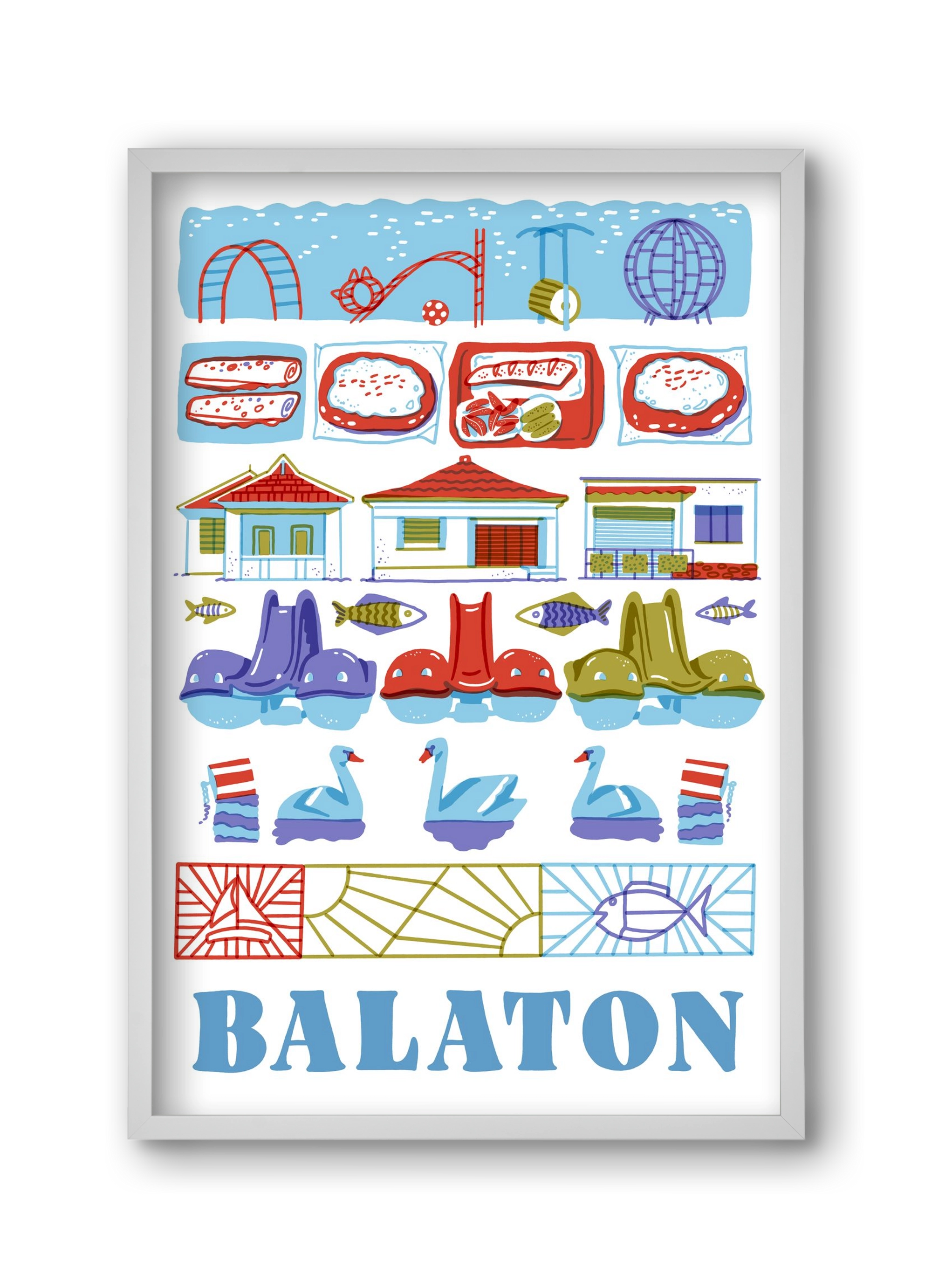 Balaton, 30x45 cm (30x45 cm), Fehér keret