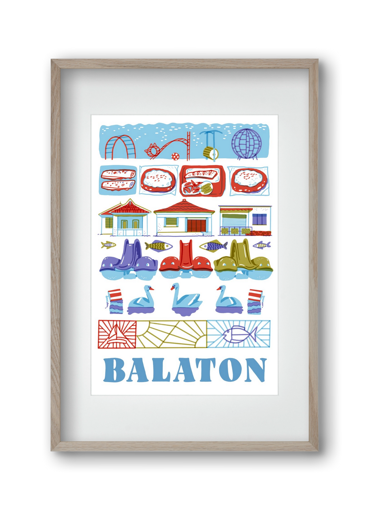 Balaton, 30x45 cm (20x30 cm), Tölgy keret, paszpartuval