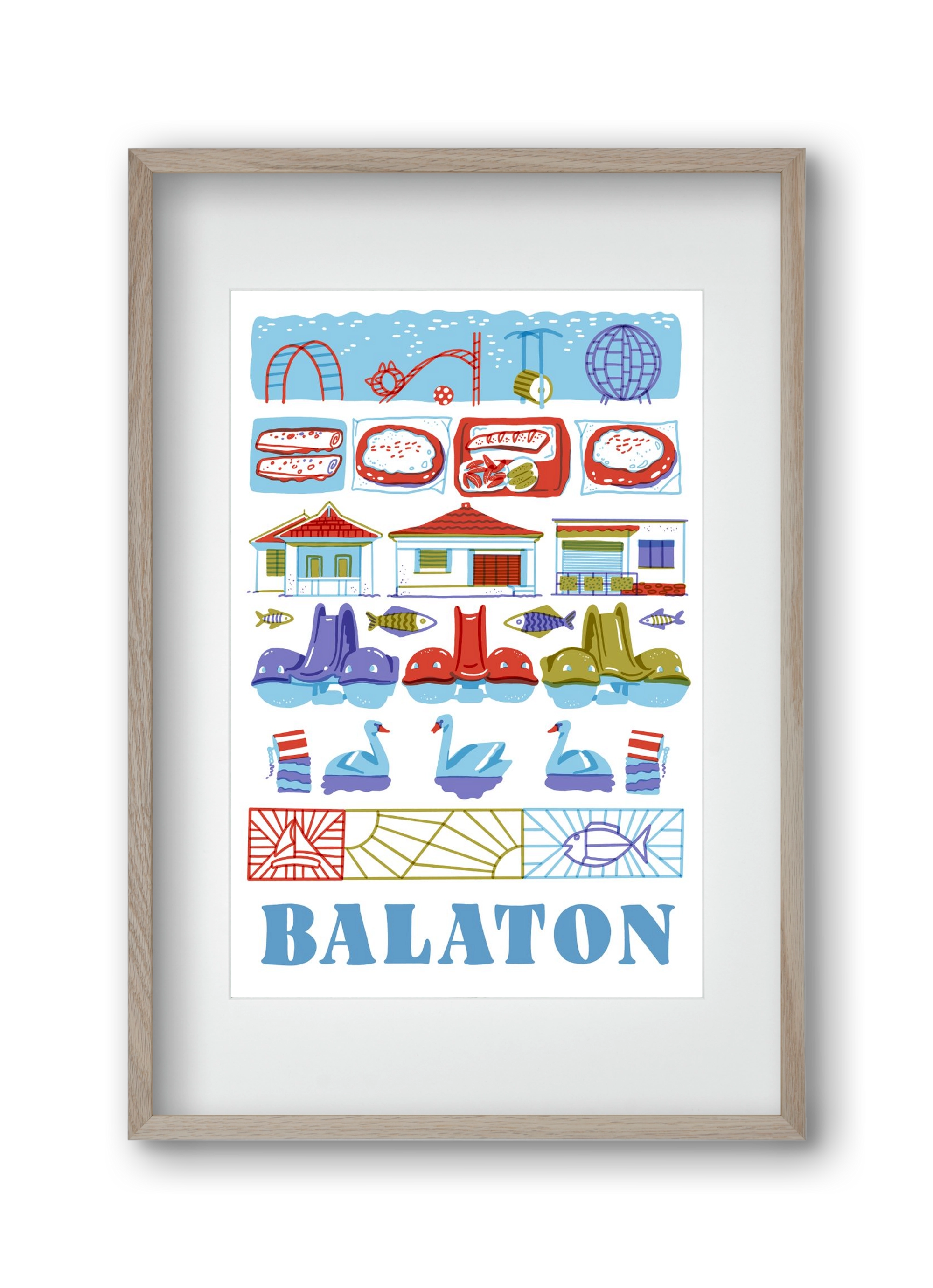 Balaton, 30x45 cm (20x30 cm), Tölgy keret, paszpartuval