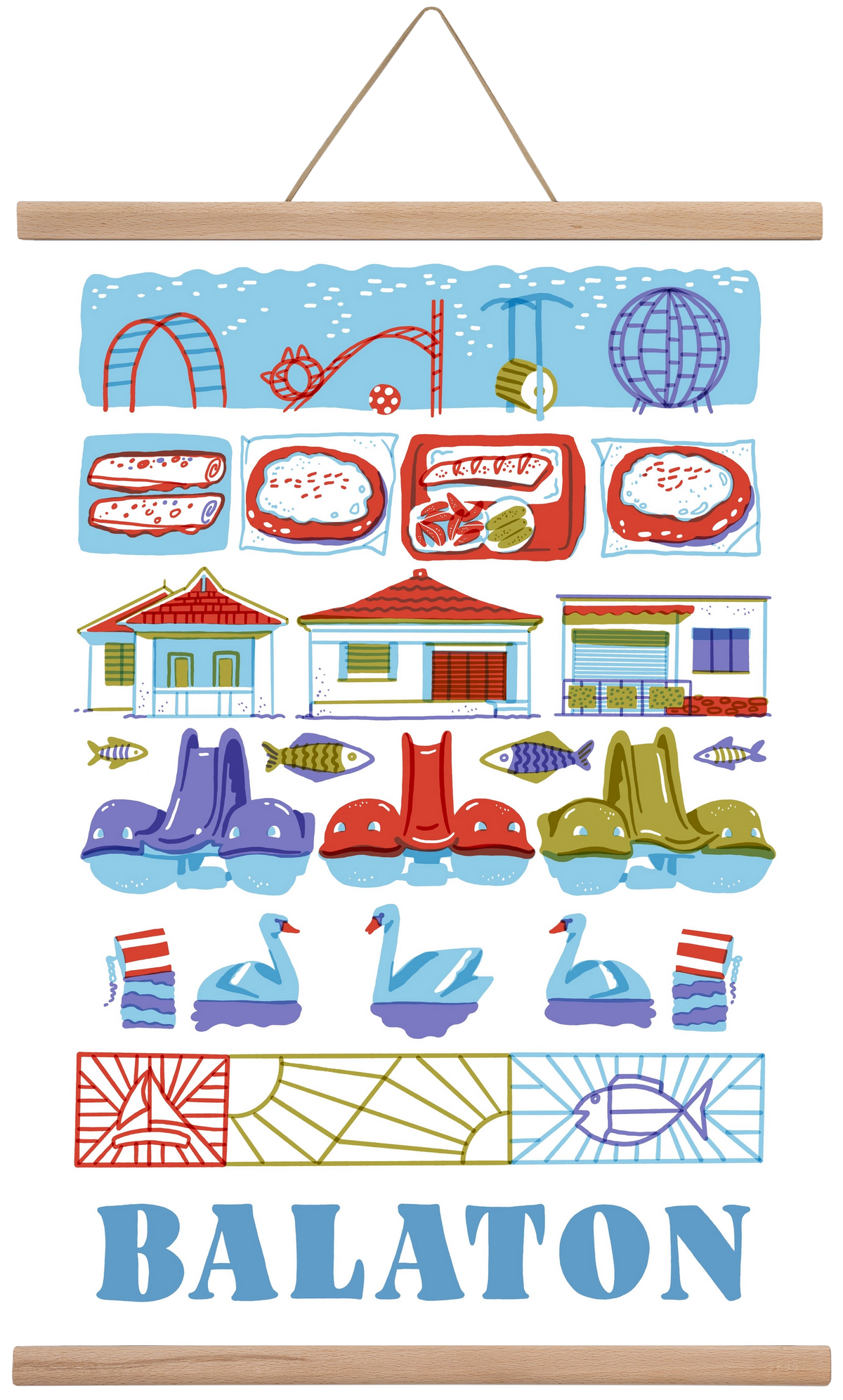 Balaton, 40x60 cm (40x60 cm), Tölgy akasztó