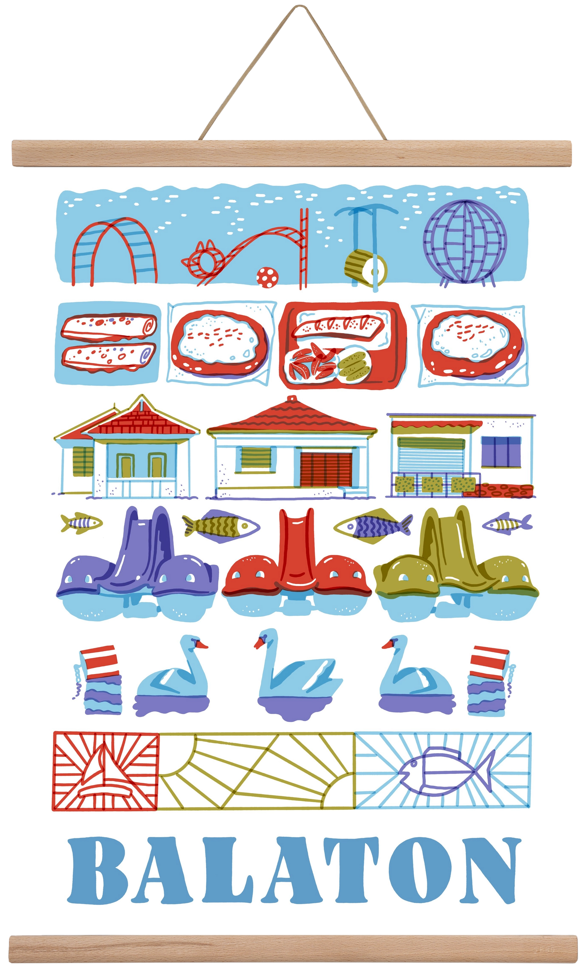 Balaton, 40x60 cm (40x60 cm), Tölgy akasztó