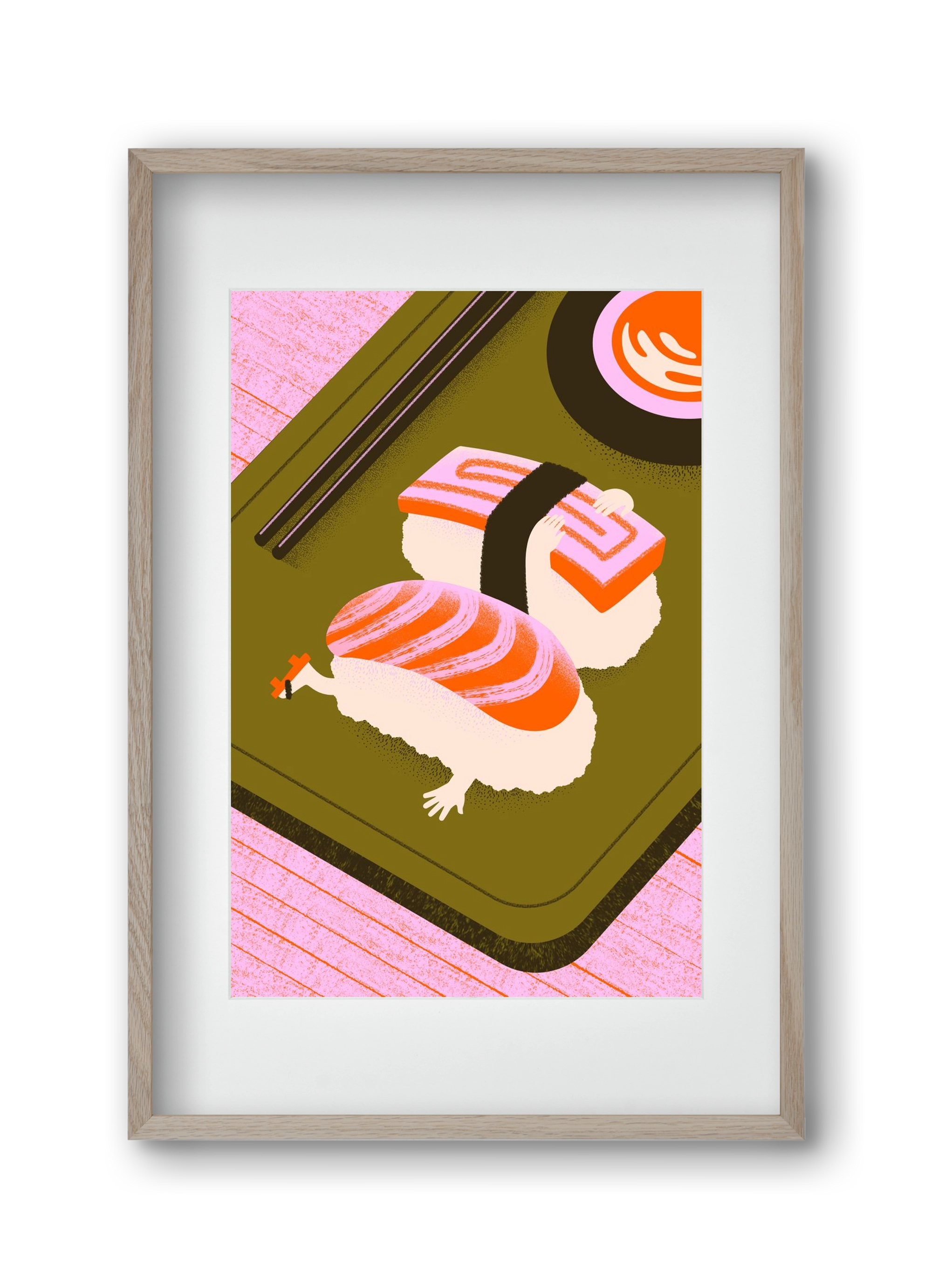 Two Nigiris, two moods, 30x45 cm (20x30 cm), Tölgy keret, paszpartuval