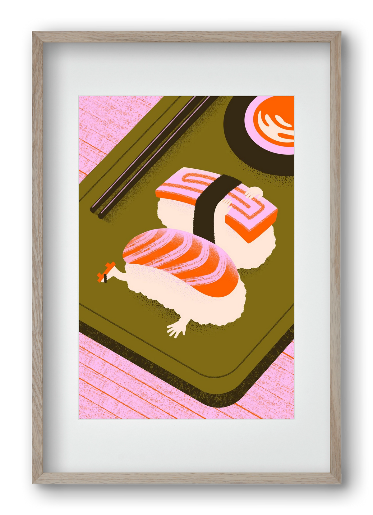 Two Nigiris, two moods, 40x60 cm (30x45 cm), Tölgy keret, paszpartuval