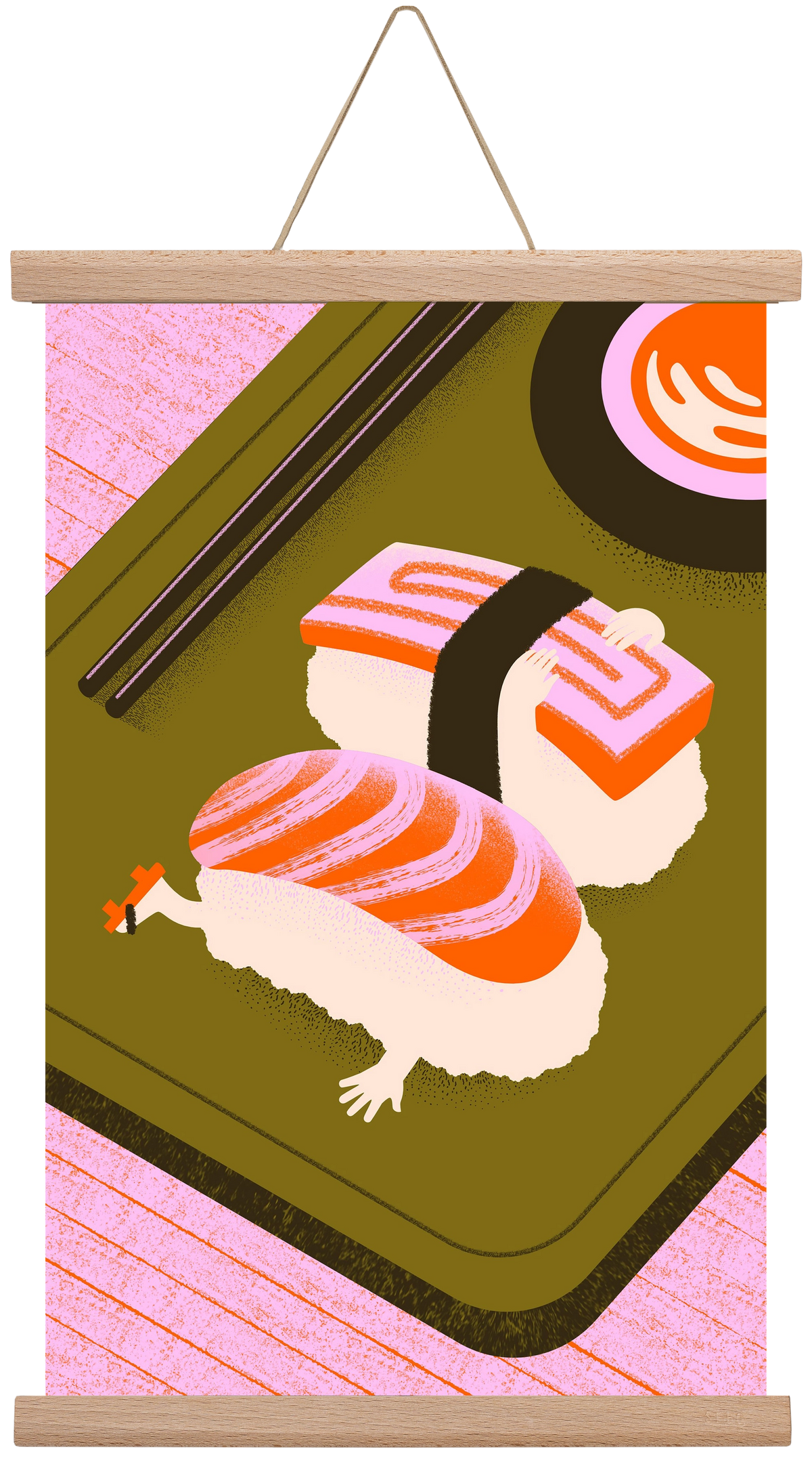 Two Nigiris, two moods, 30x45 cm (30x45 cm), Tölgy akasztó