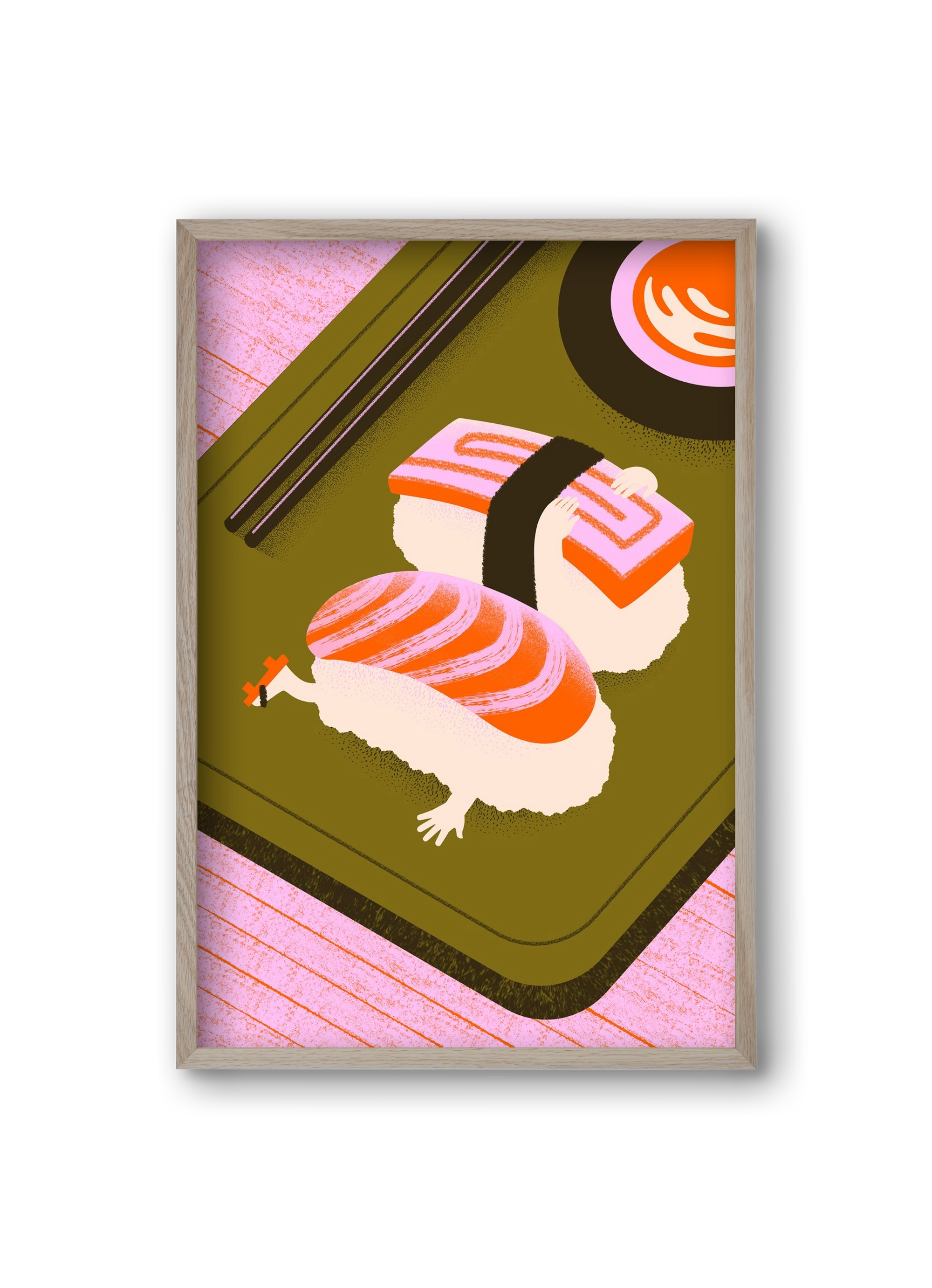 Two Nigiris, two moods, 20x30 cm (20x30 cm), Tölgy keret