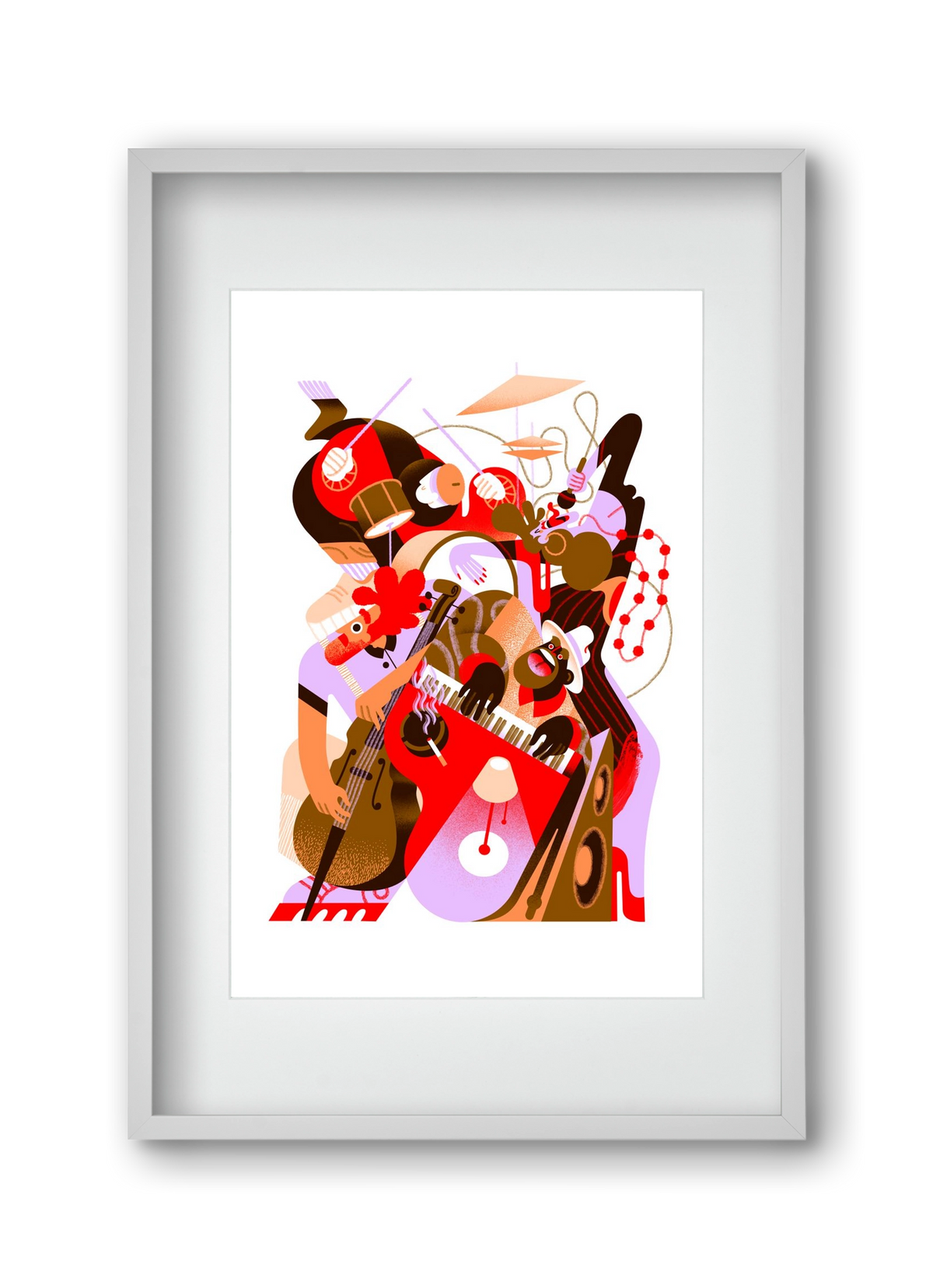 Jazzband, 30x45 cm (20x30 cm), Fehér keret, paszpartuval