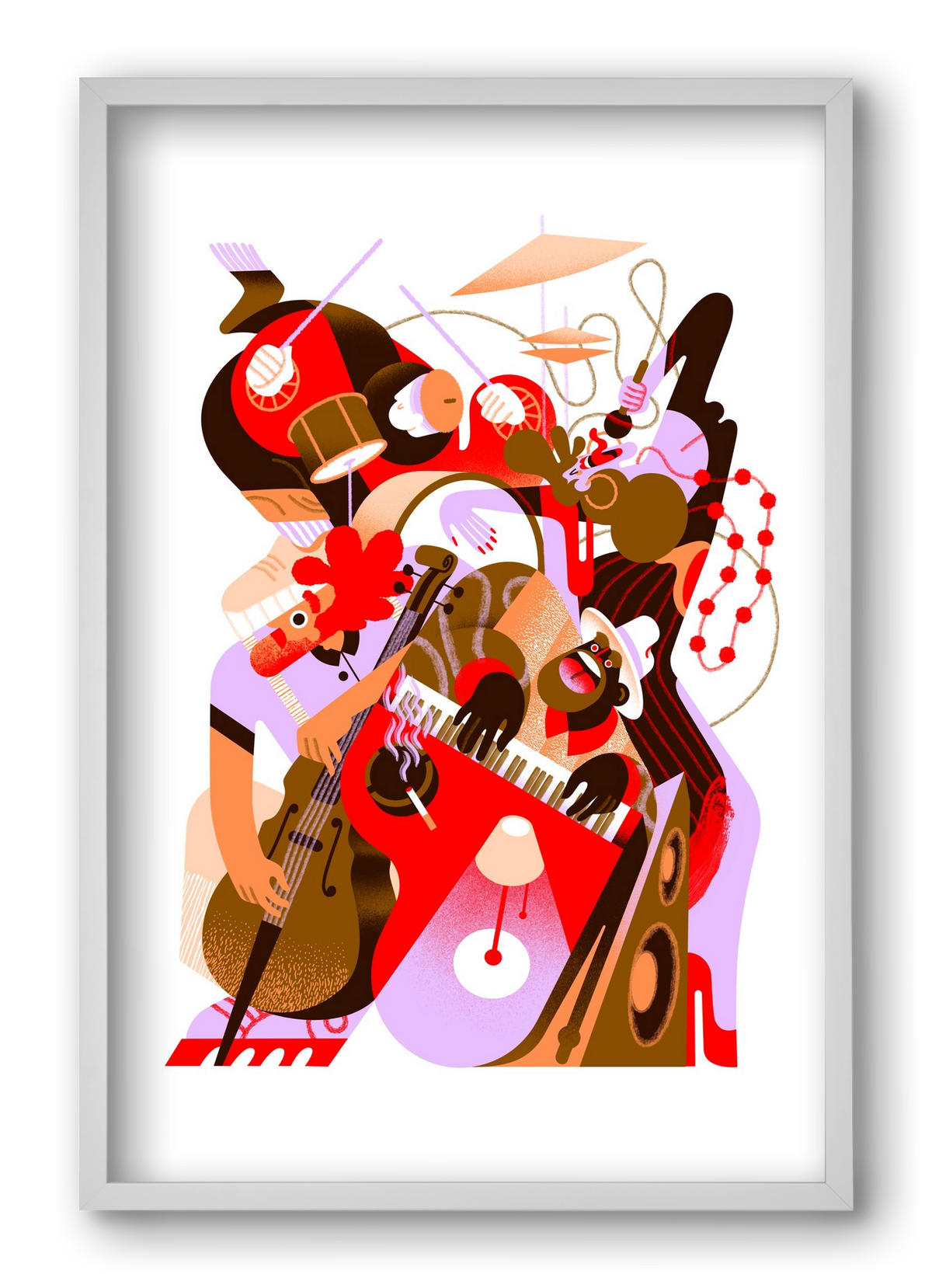 Jazzband, 40x60 cm (40x60 cm), Fehér keret