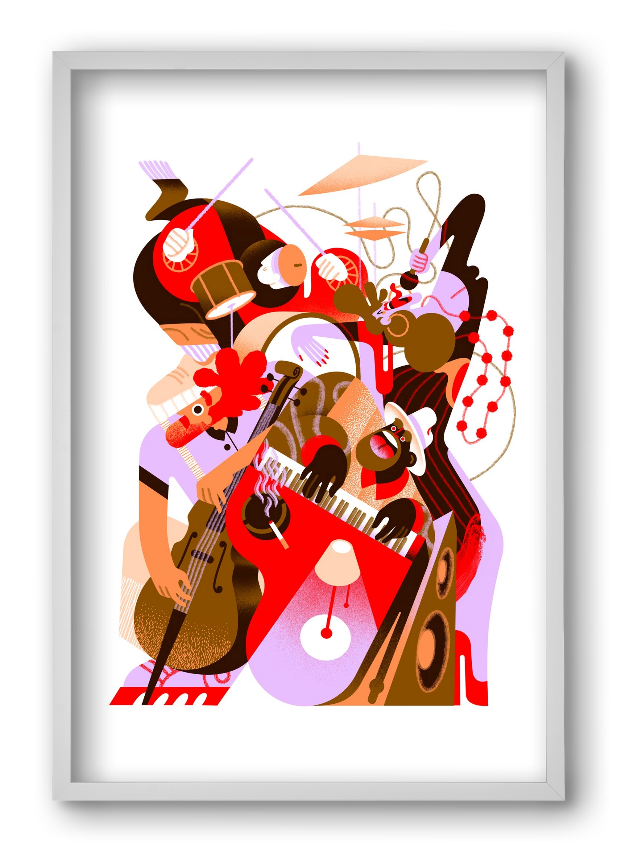 Jazzband, 40x60 cm (40x60 cm), Fehér keret