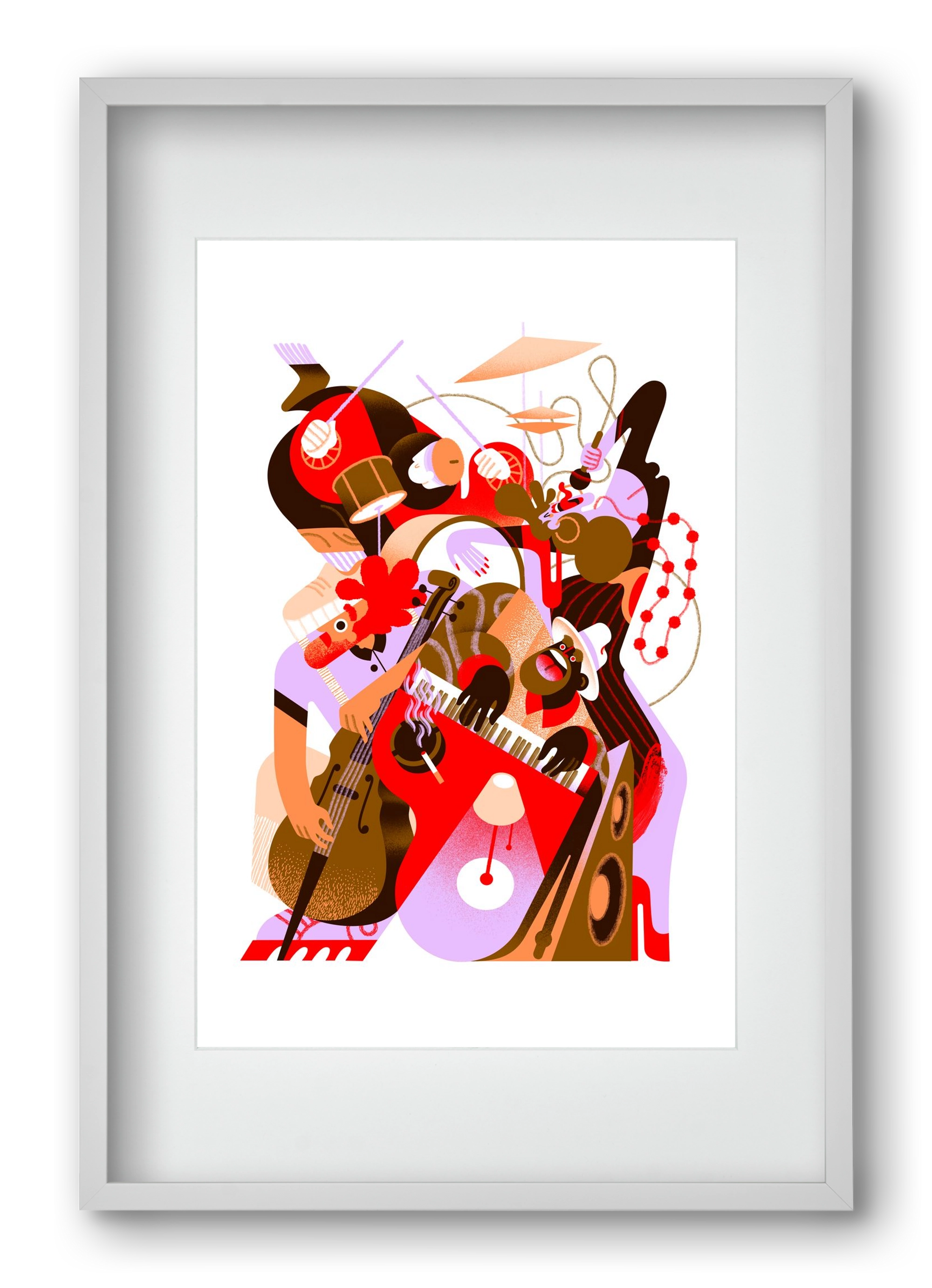 Jazzband, 40x60 cm (30x45 cm), Fehér keret, paszpartuval