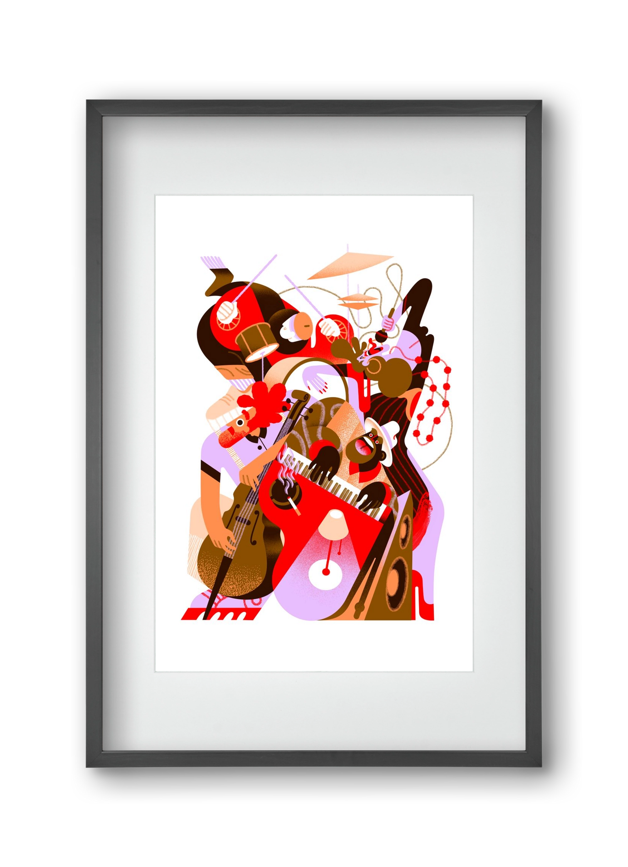 Jazzband, 30x45 cm (20x30 cm), Fekete keret, paszpartuval